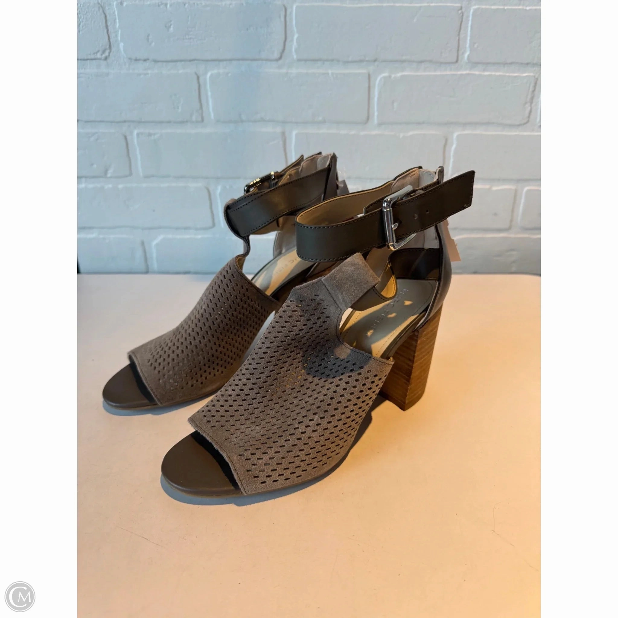 Sandals Heels Block By Marc Fisher In Grey, Size: 7.5 Fashion Heels
