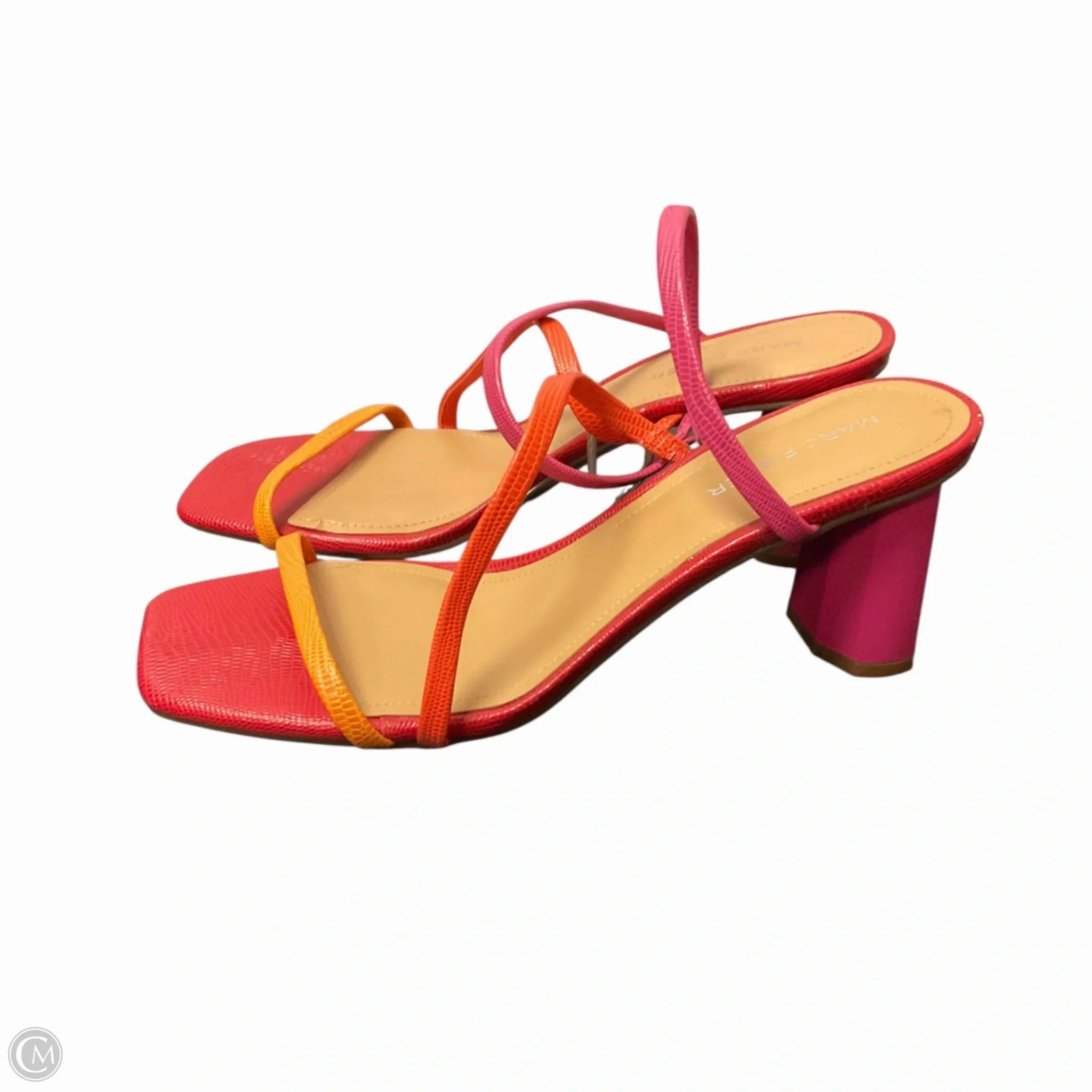 Sandals Heels Block By Marc Fisher In Orange & Pink, Size: 7.5 Fashion Heels