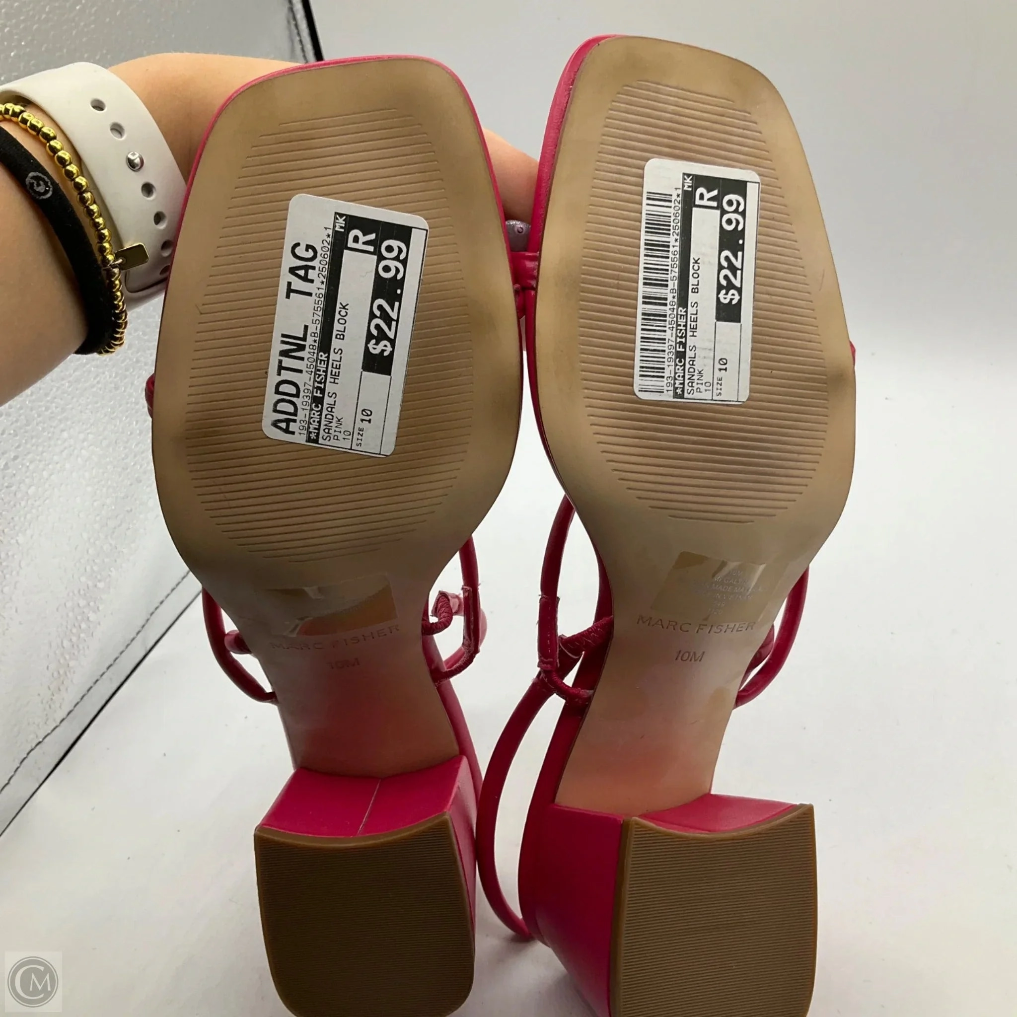 Sandals Heels Block By Marc Fisher In Pink, Size: 10 Fashion Heels