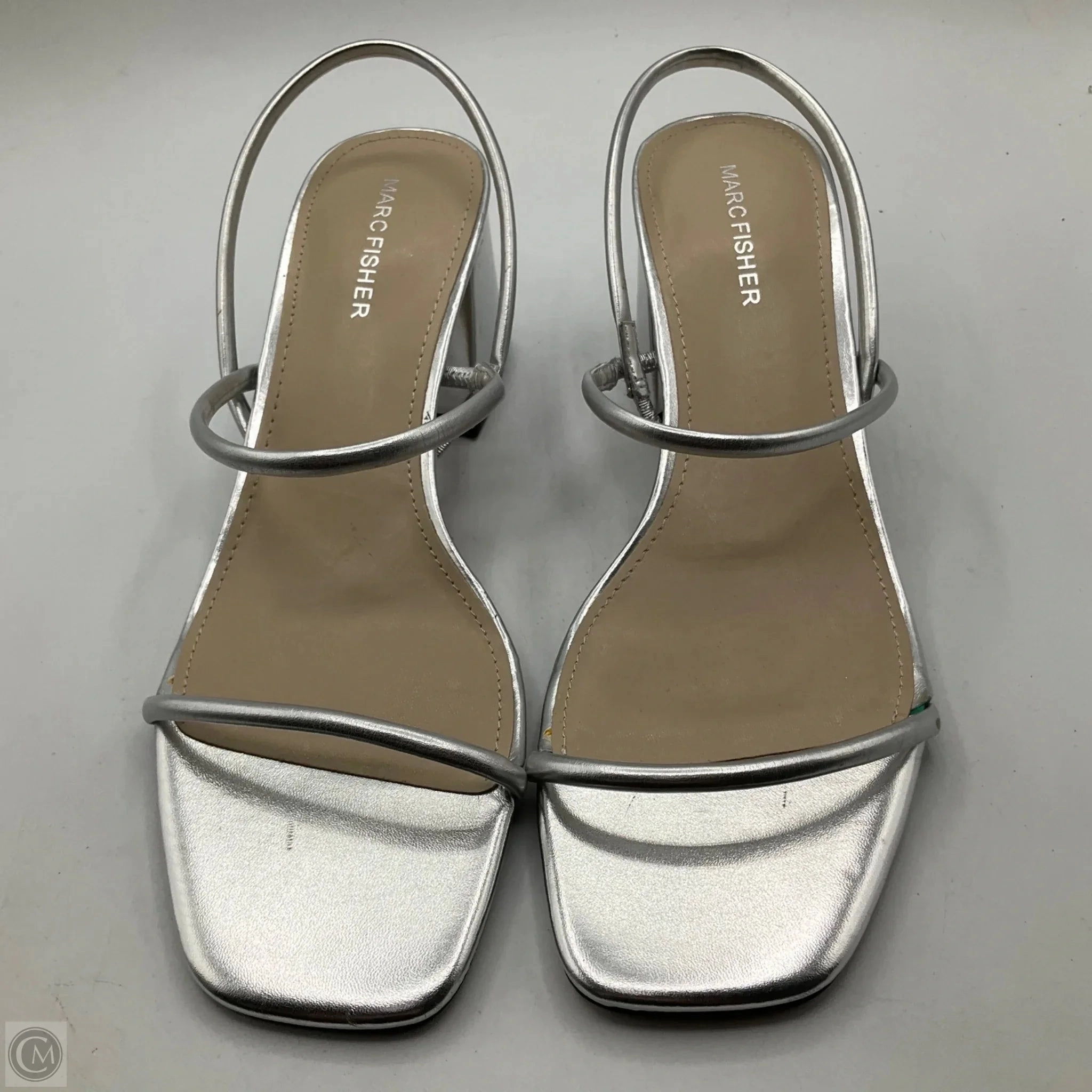 Sandals Heels Block By Marc Fisher In Silver, Size: 9 Fashion Heels