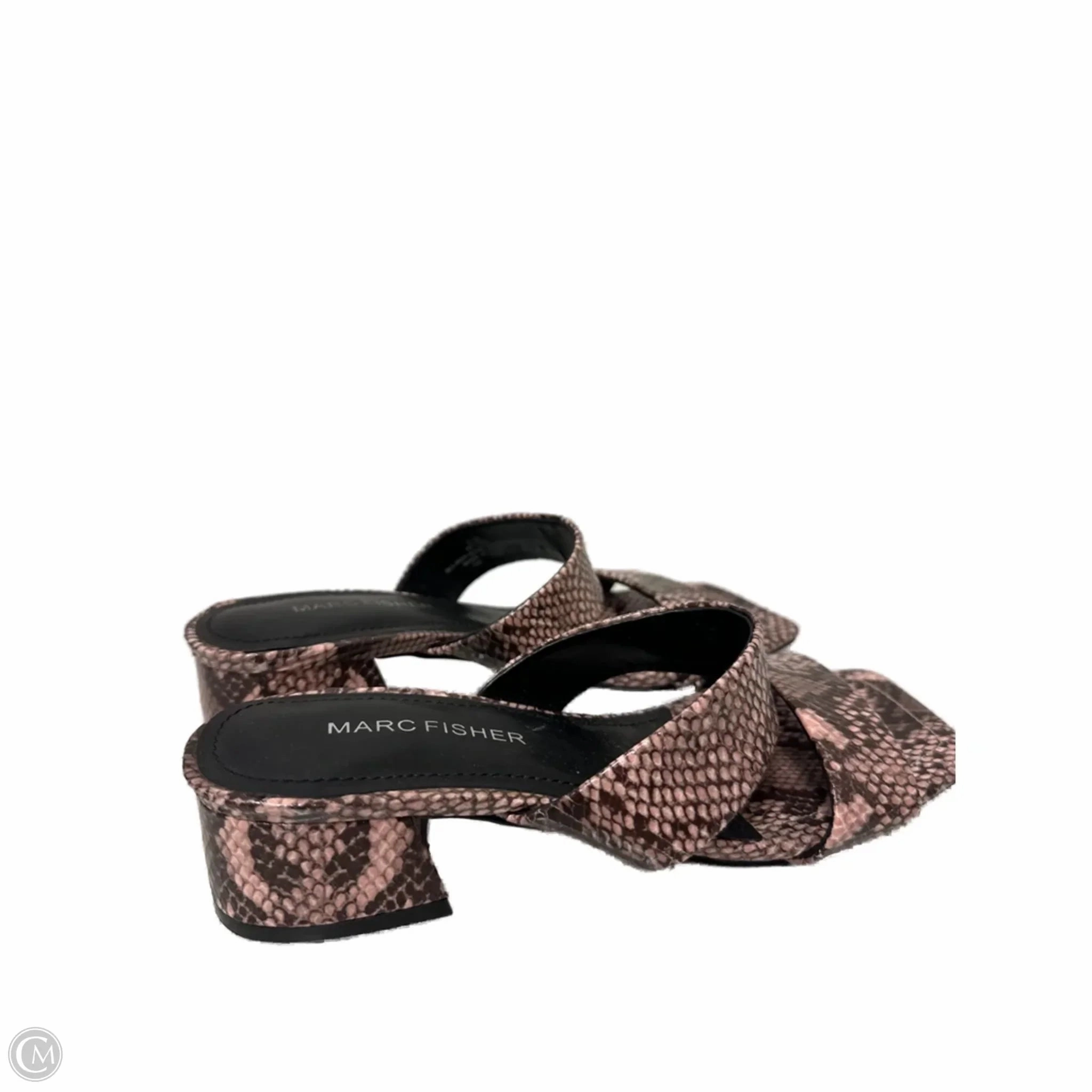 Sandals Heels Block By Marc Fisher In Snakeskin Print, Size: 6.5 Fashion Heels