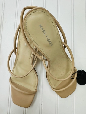 Sandals Heels Block By Marc Fisher In Tan, Size: 10 Marc Fisher fashion shoes with block heels