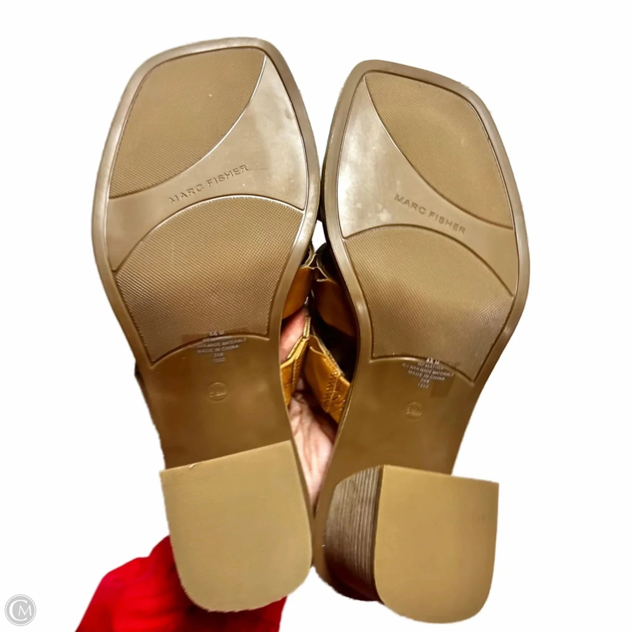 Sandals Heels Block By Marc Fisher In Tan, Size: 8.5 Fashion Heels