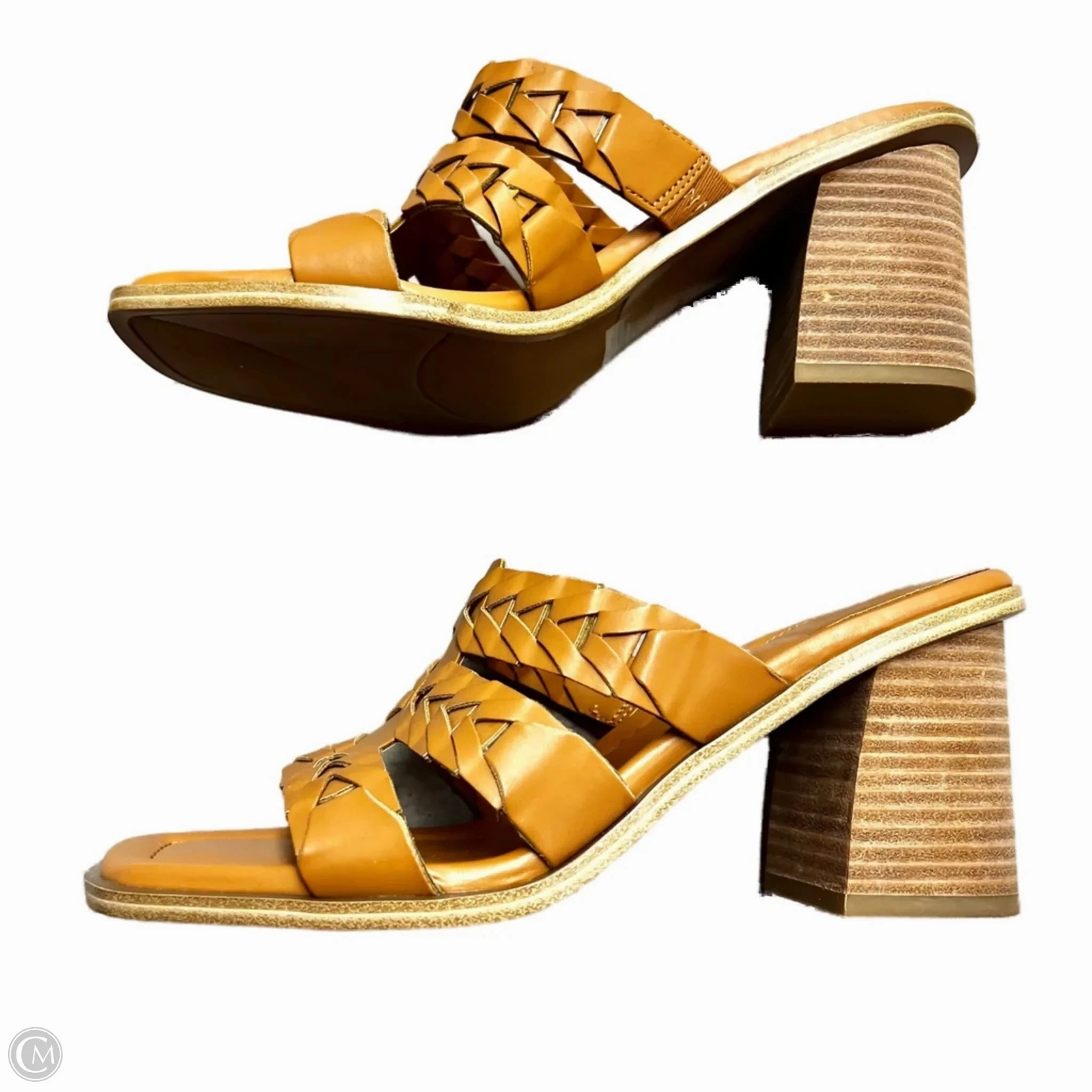 Sandals Heels Block By Marc Fisher In Tan, Size: 8.5 Fashion Heels