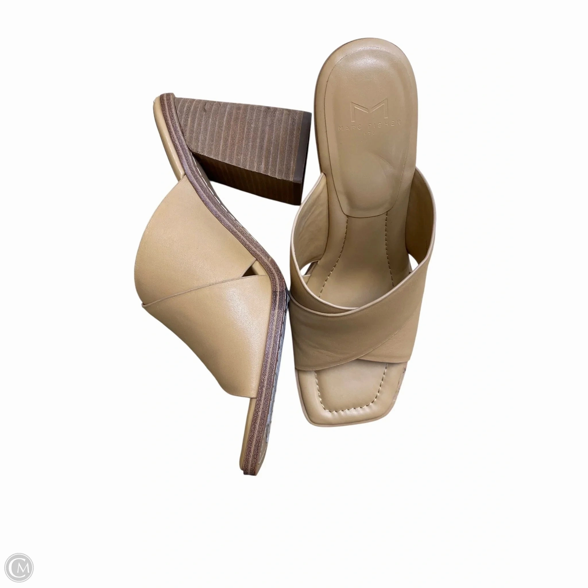 Sandals Heels Block By Marc Fisher In Tan, Size: 9.5 Fashion Heels