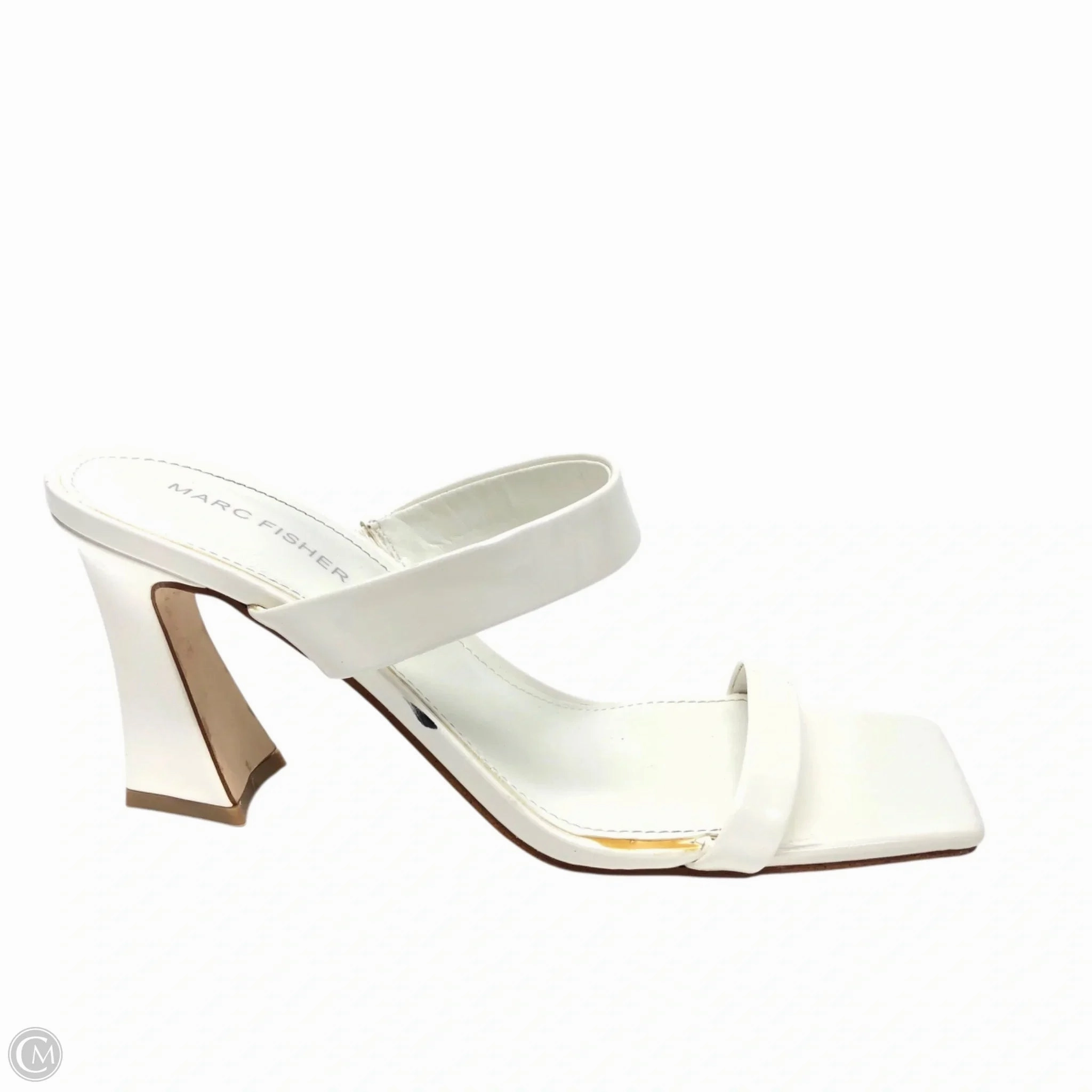 Sandals Heels Block By Marc Fisher In White, Size: 9.5 Marc Fisher fashion shoes with block heels
