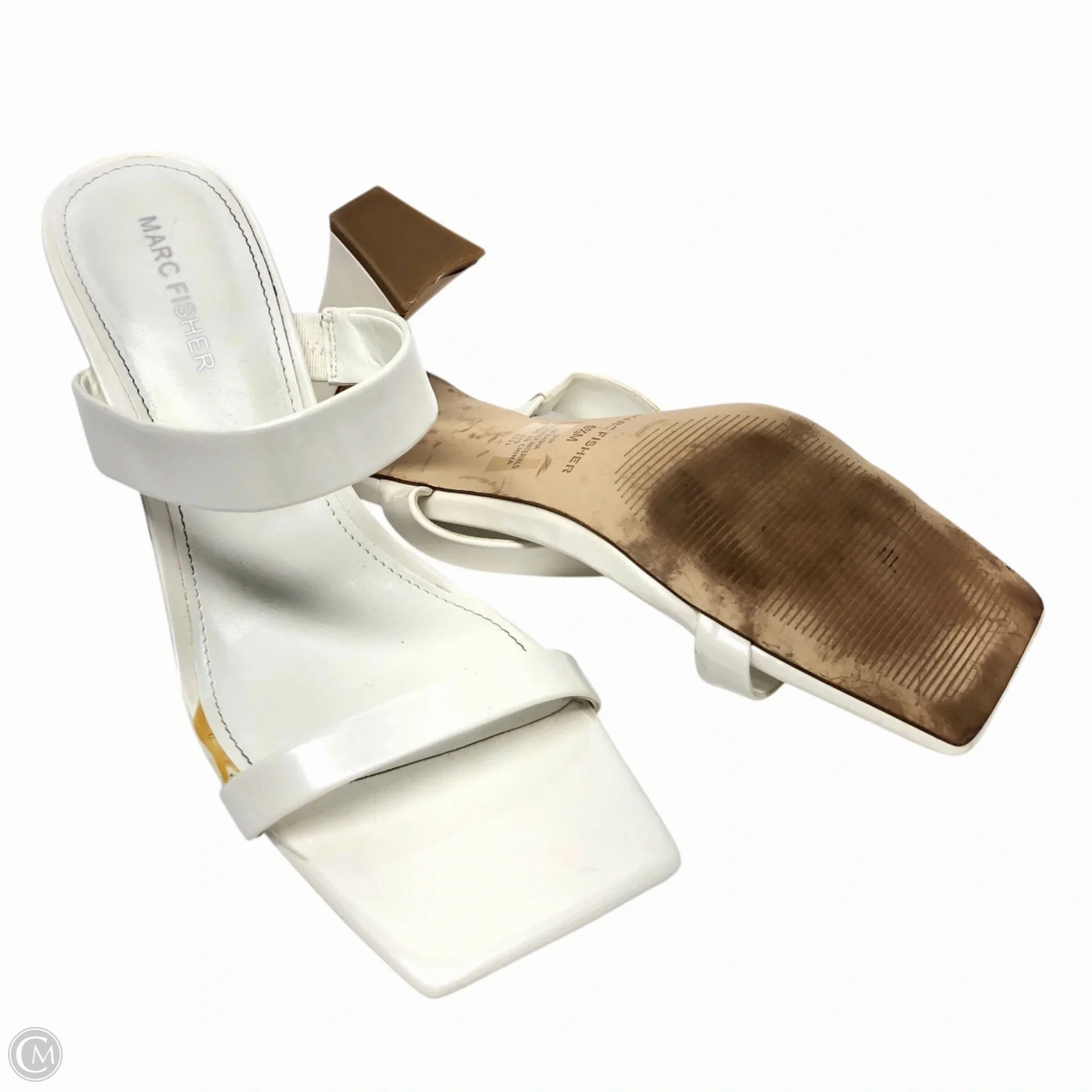 Sandals Heels Block By Marc Fisher In White, Size: 9.5 Fashion Heels