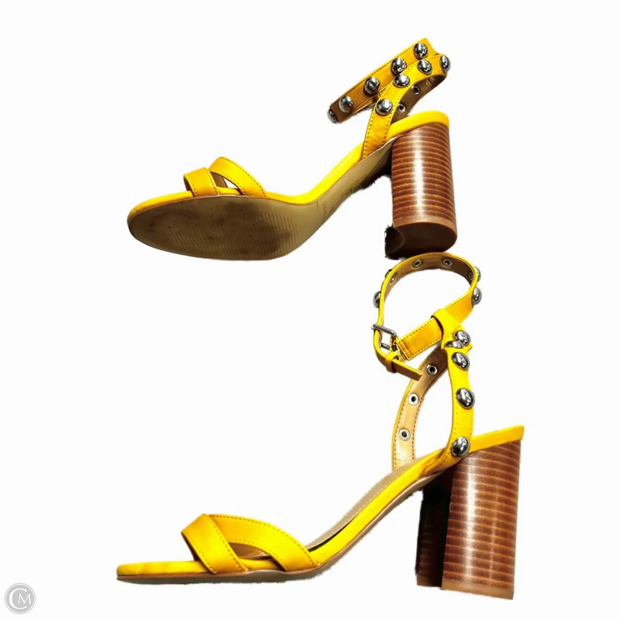 Sandals Heels Block By Marc Fisher In Yellow, Size: 8.5 Fashion Heels