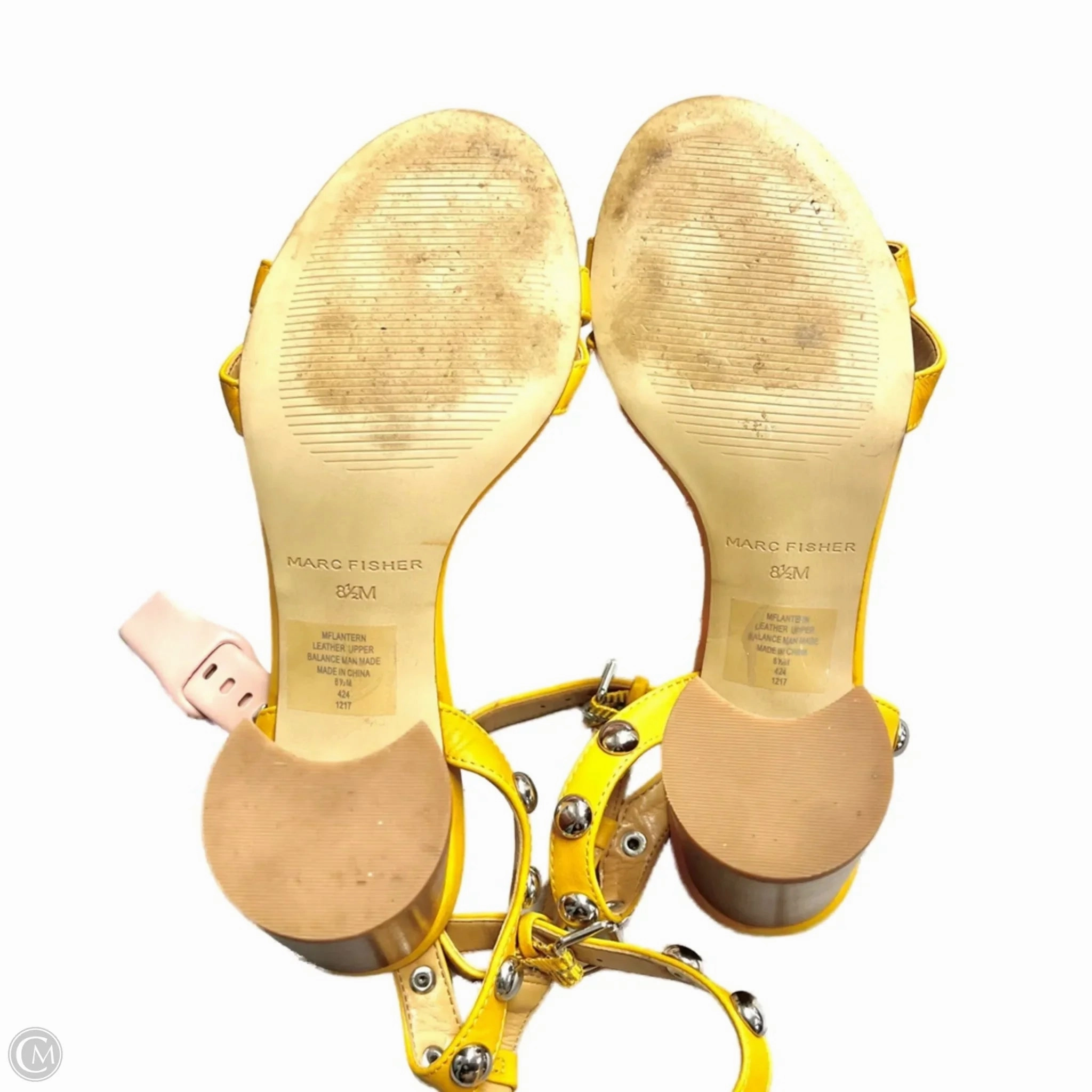 Sandals Heels Block By Marc Fisher In Yellow, Size: 8.5 Fashion Heels