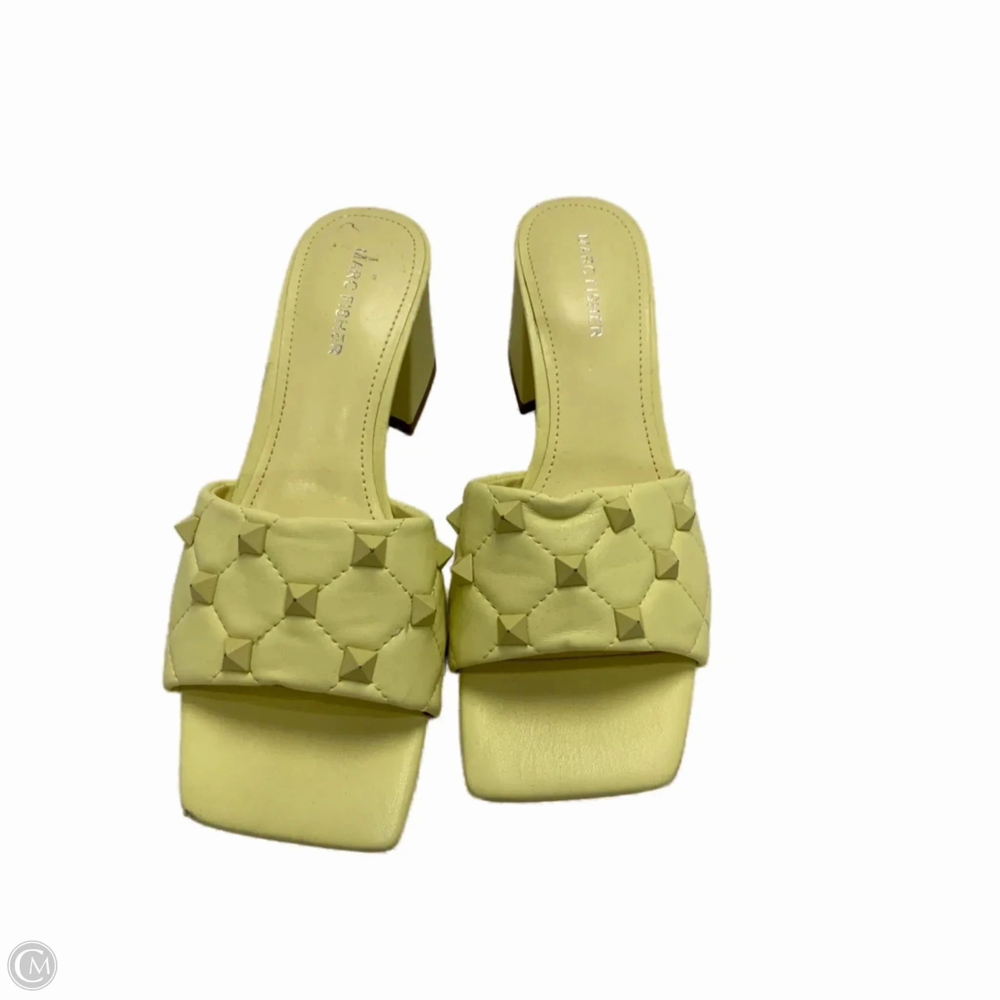 Sandals Heels Block By Marc Fisher In Yellow, Size: 8.5 Marc Fisher fashion shoes with block heels
