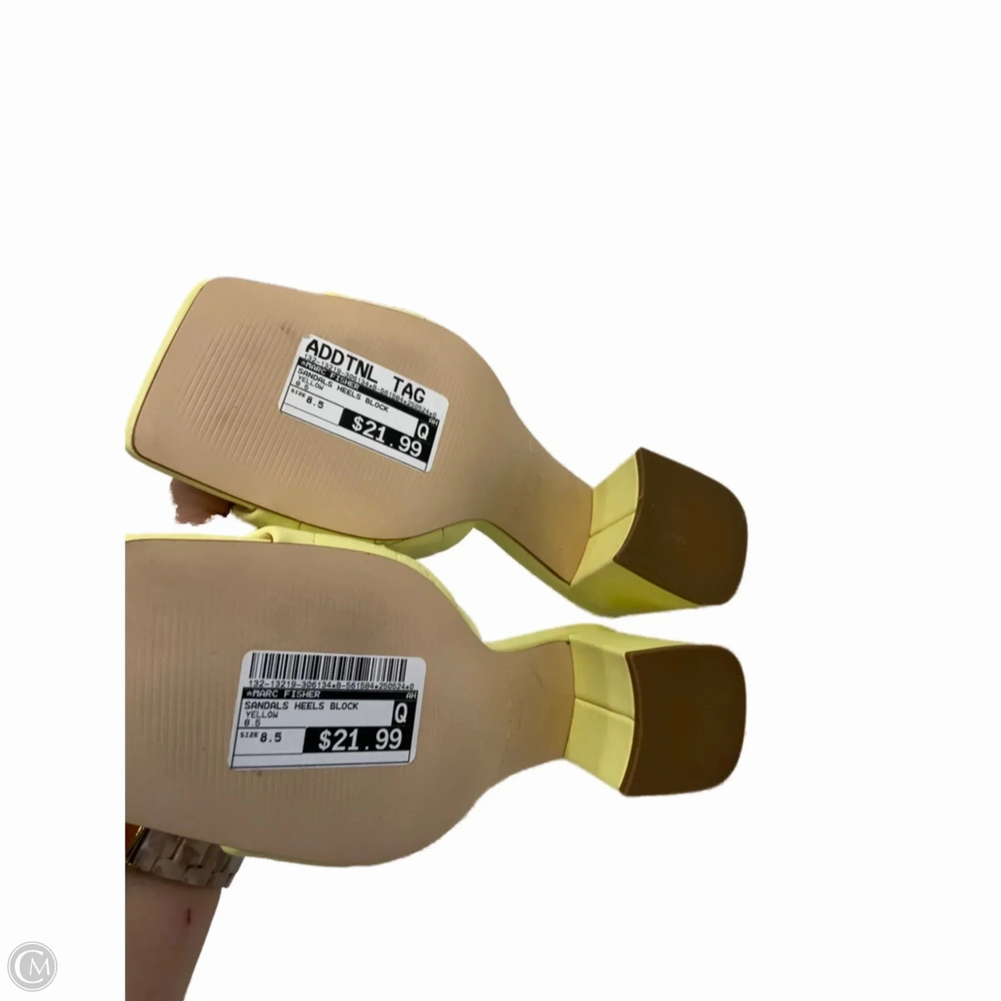 Sandals Heels Block By Marc Fisher In Yellow, Size: 8.5 Fashion Heels