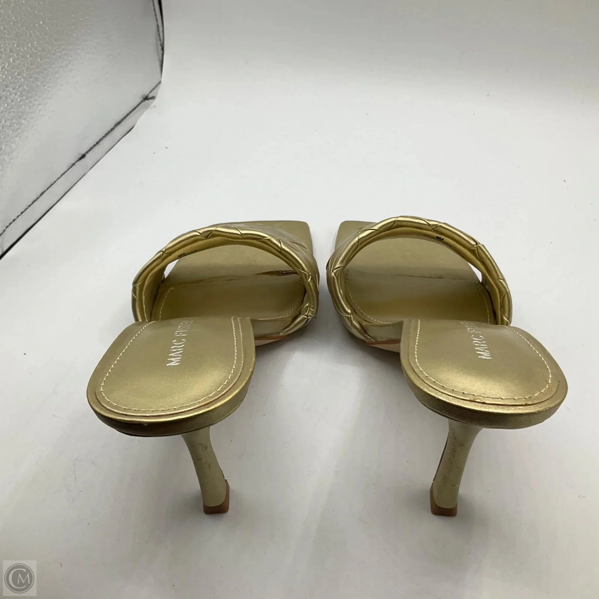 Sandals Heels Kitten By Marc Fisher In Gold, Size: 9 Fashion Heels