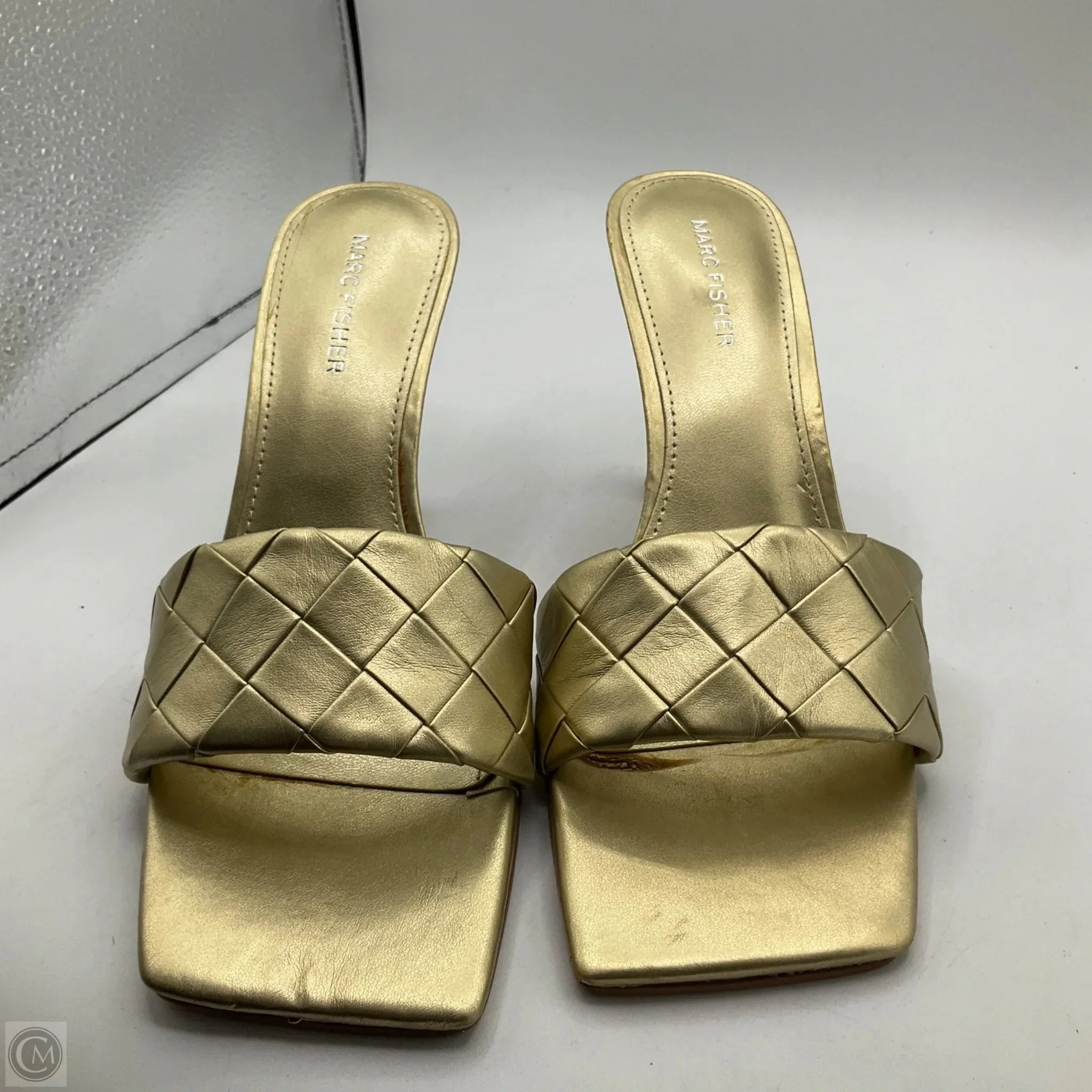 Sandals Heels Kitten By Marc Fisher In Gold, Size: 9 Fashion Heels