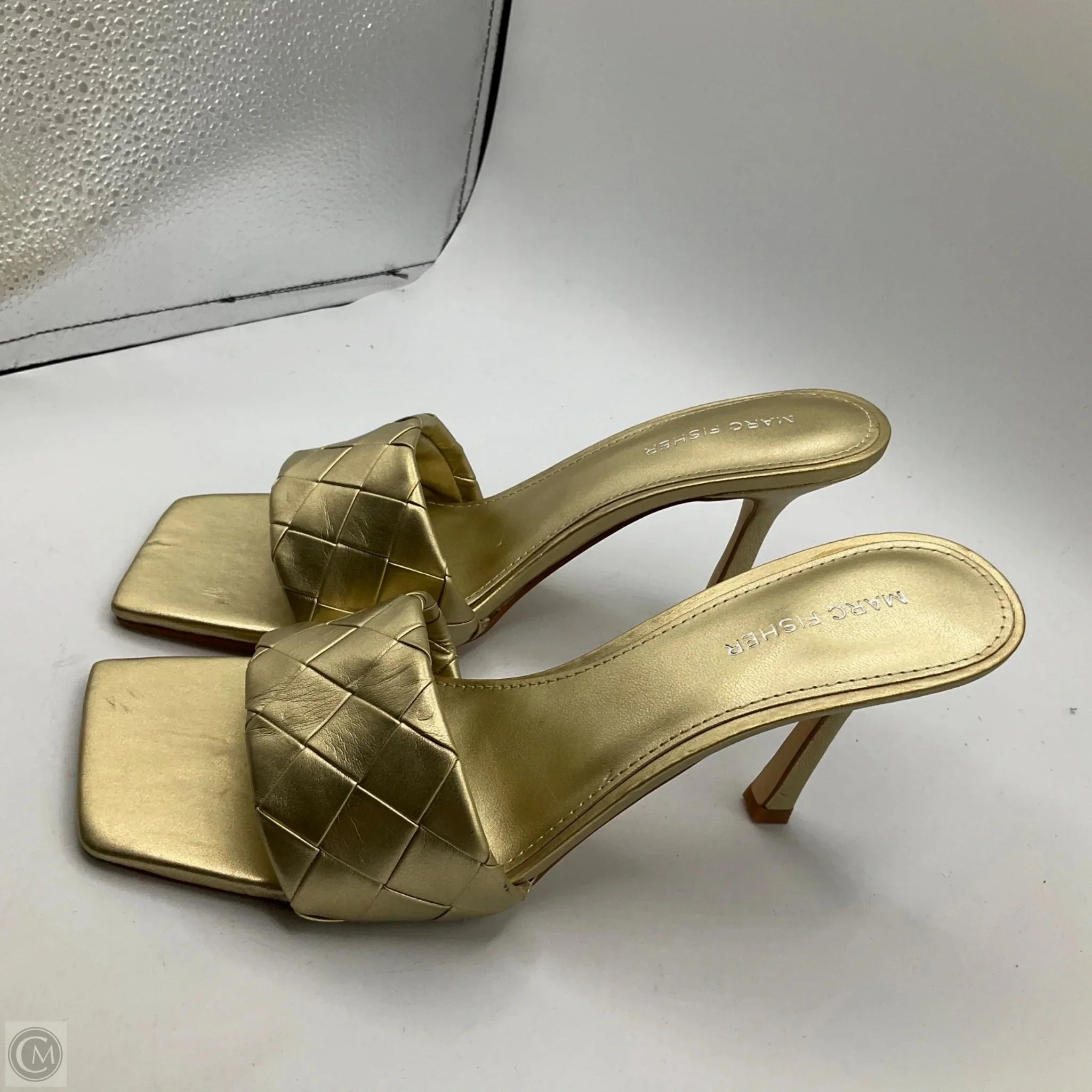 Sandals Heels Kitten By Marc Fisher In Gold, Size: 9 Fashion Heels