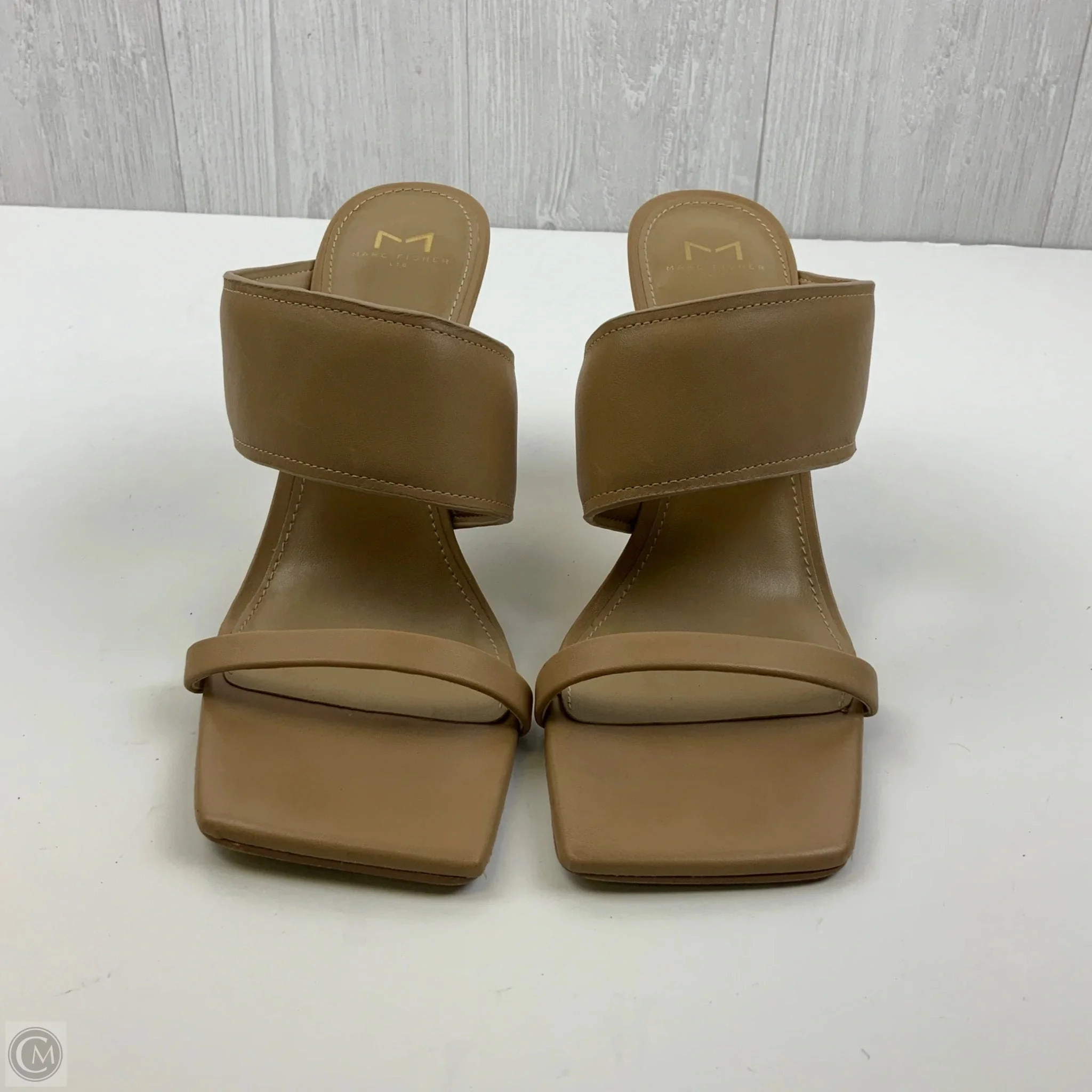 Sandals Heels Kitten By Marc Fisher In Tan, Size: 10 Marc Fisher fashion shoes with block heels