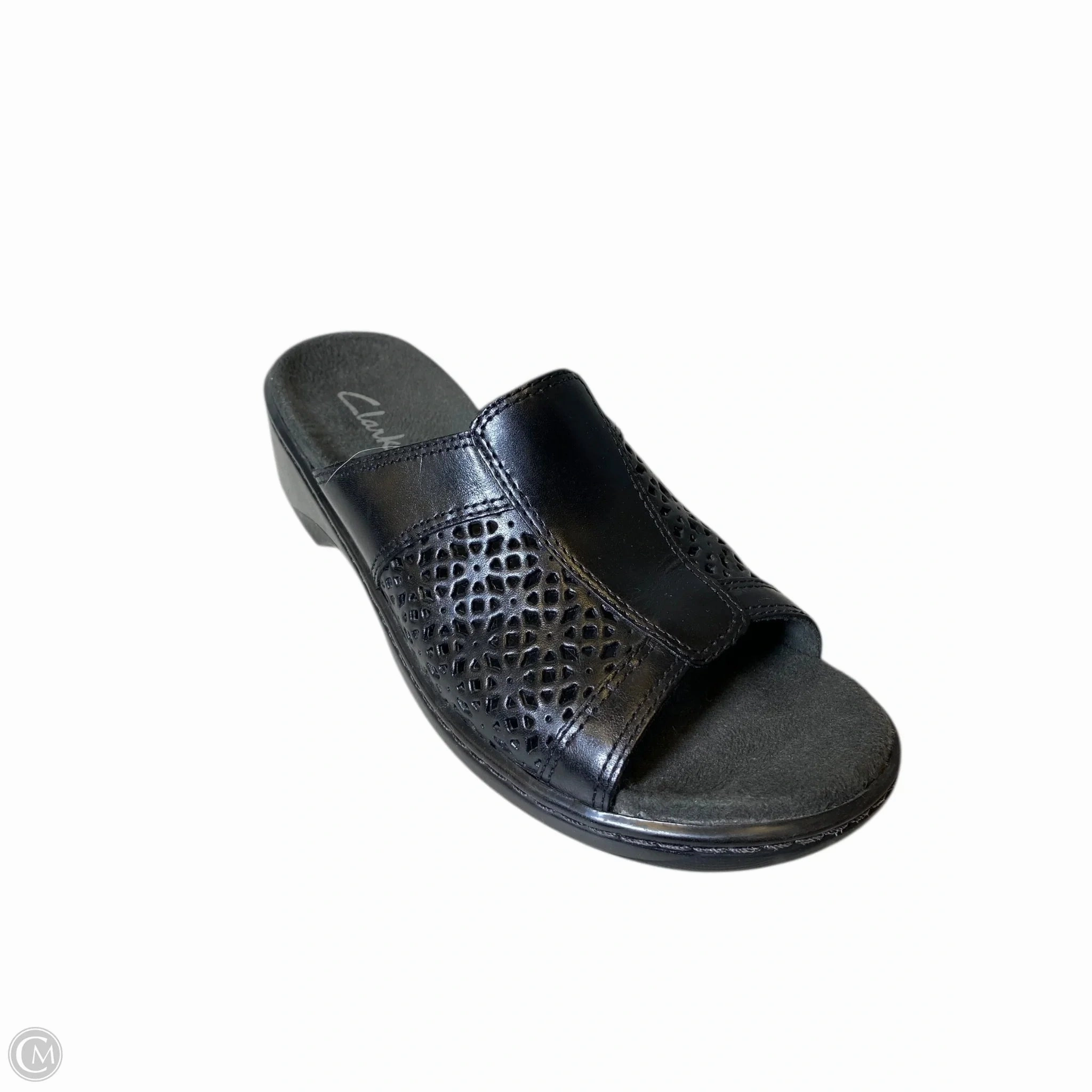 Sandals Heels Platform By Clarks In Black, Size: 8.5 Leather Footwear