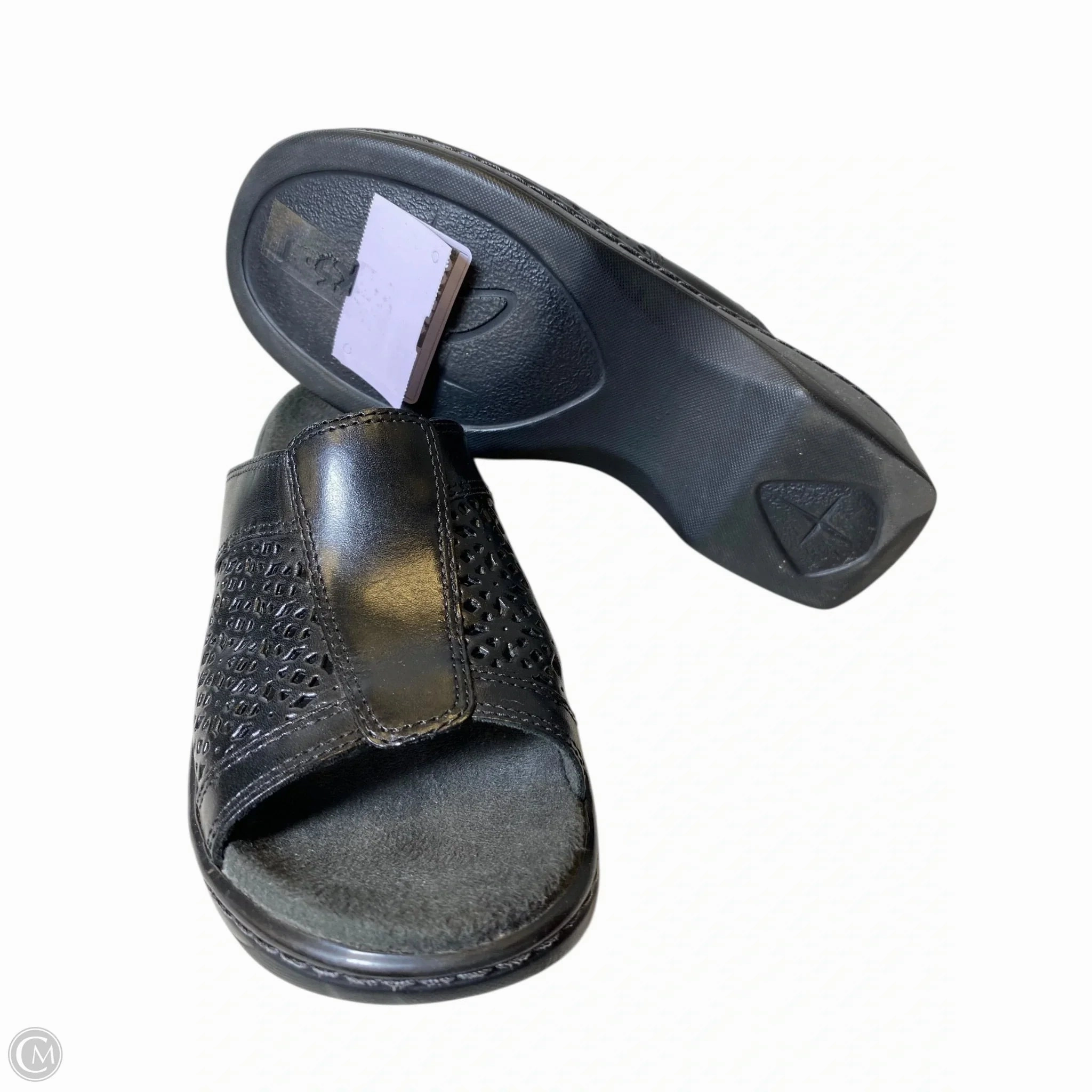 Sandals Heels Platform By Clarks In Black, Size: 8.5 Leather Footwear