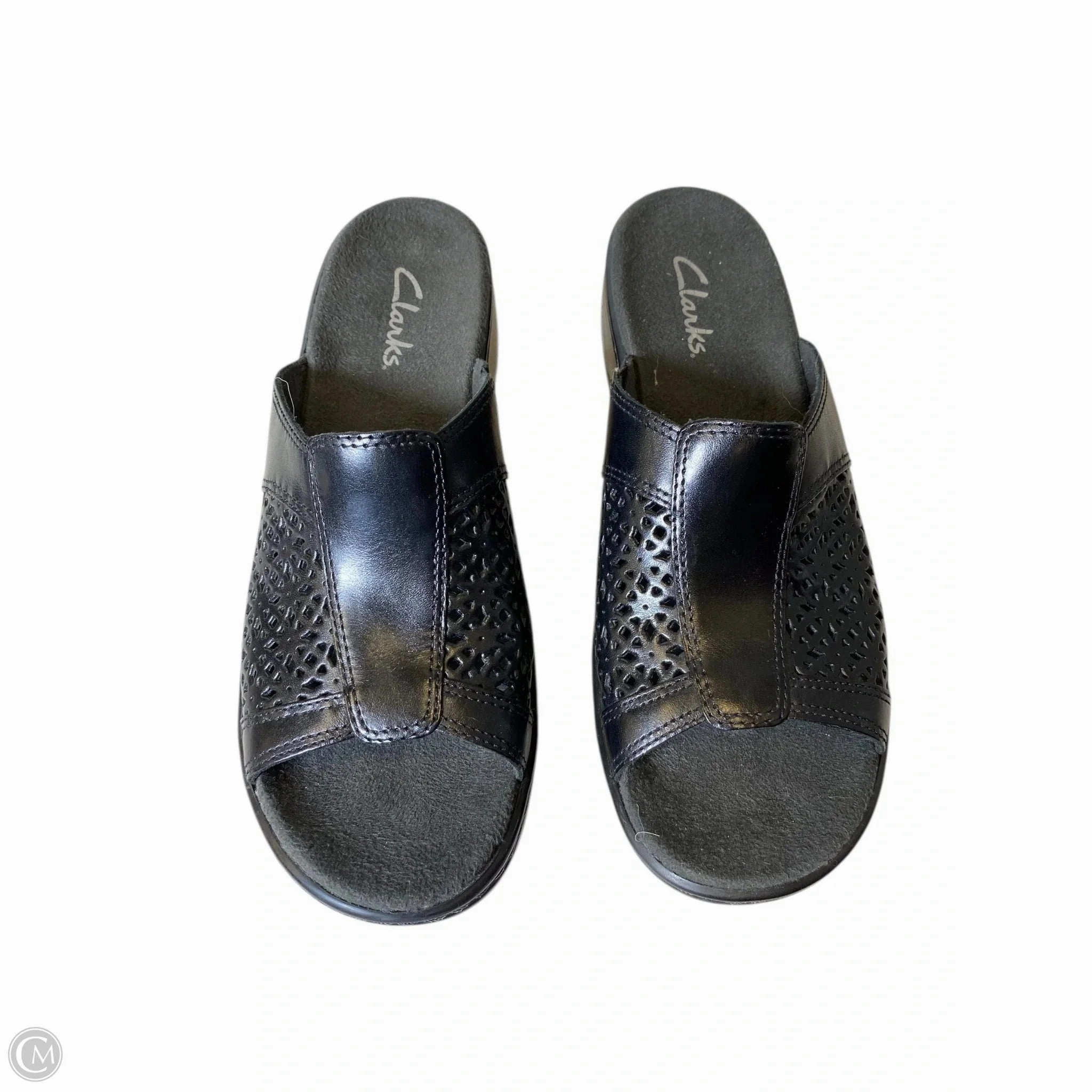Sandals Heels Platform By Clarks In Black, Size: 8.5 Leather Footwear