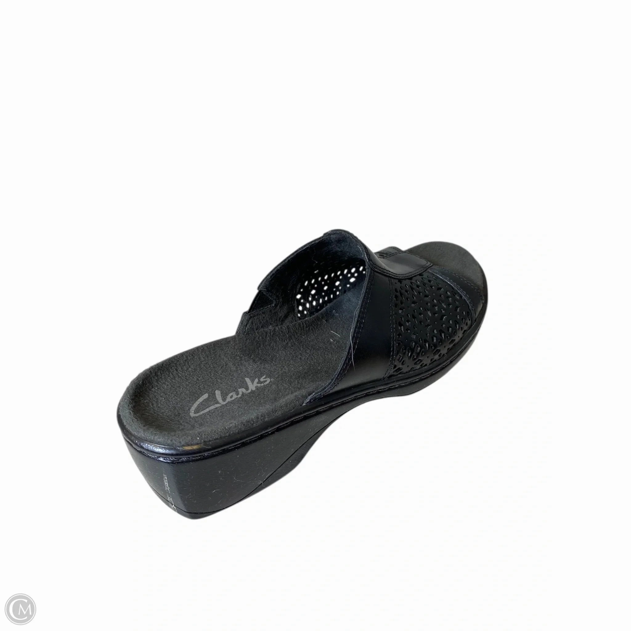 Sandals Heels Platform By Clarks In Black, Size: 8.5 Leather Footwear