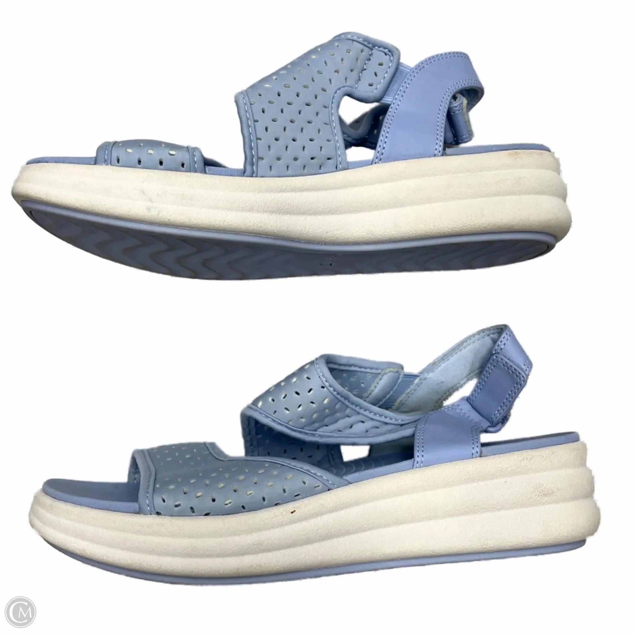 Sandals Heels Platform By Clarks In Blue, Size: 7 Leather Footwear