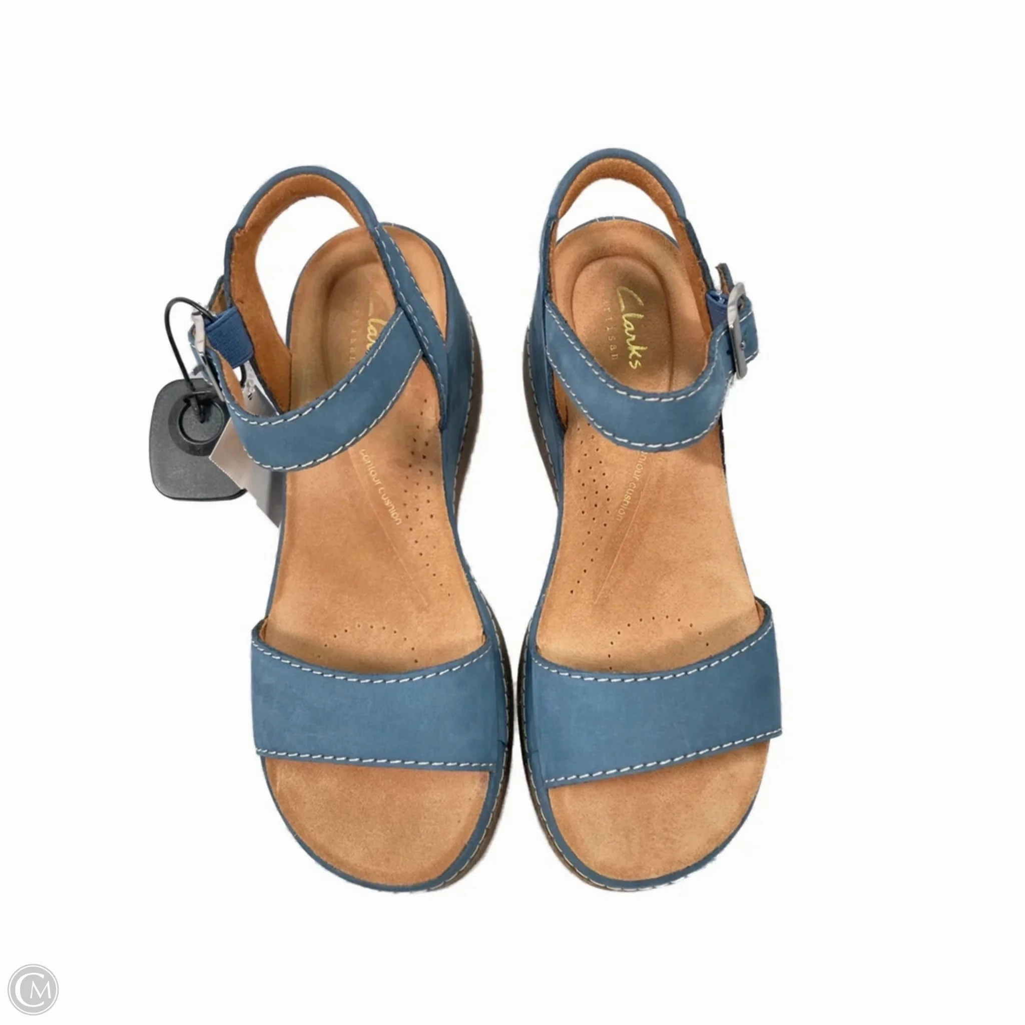 Sandals Heels Platform By Clarks In Blue, Size: 7 Clarks leather shoes for daily wear