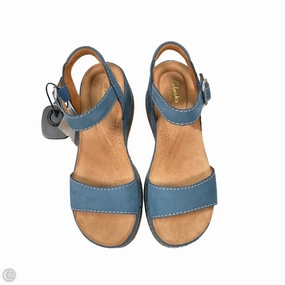 Sandals Heels Platform By Clarks In Blue, Size: 7 Clarks leather shoes for daily wear