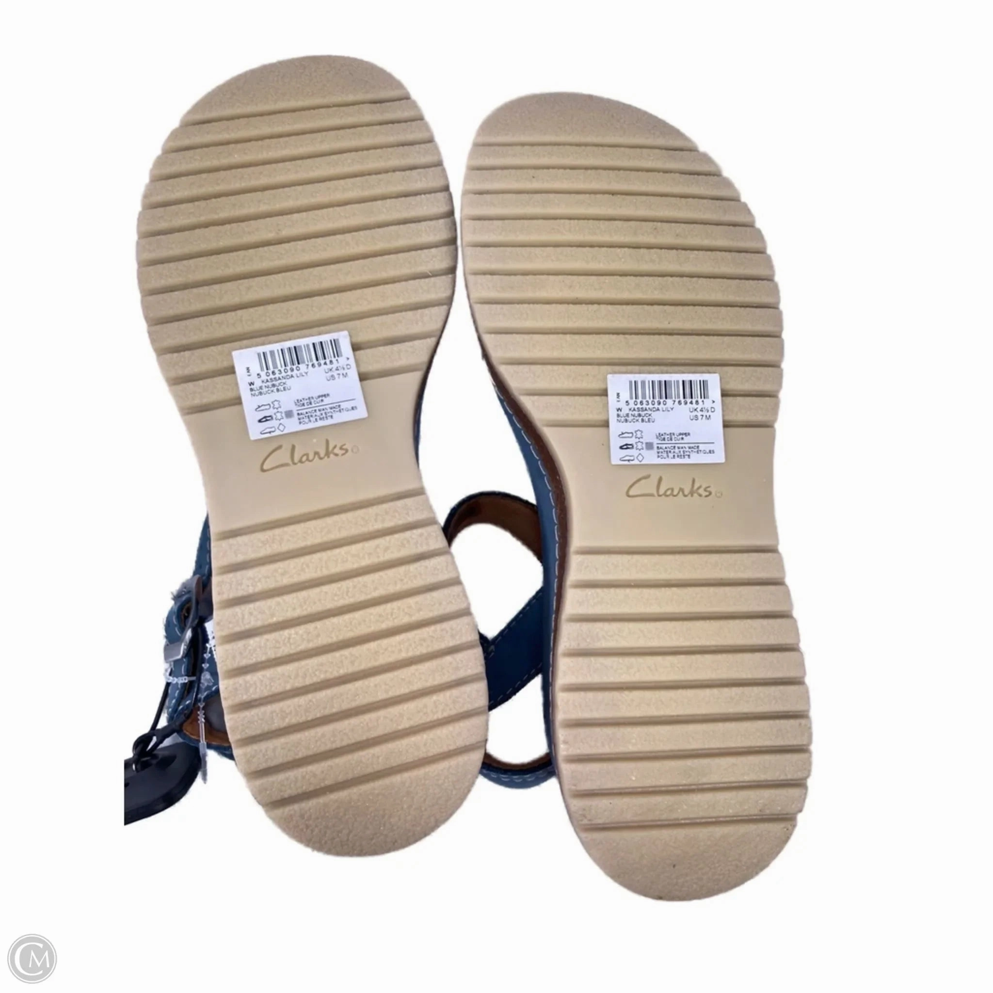 Sandals Heels Platform By Clarks In Blue, Size: 7 Leather Footwear