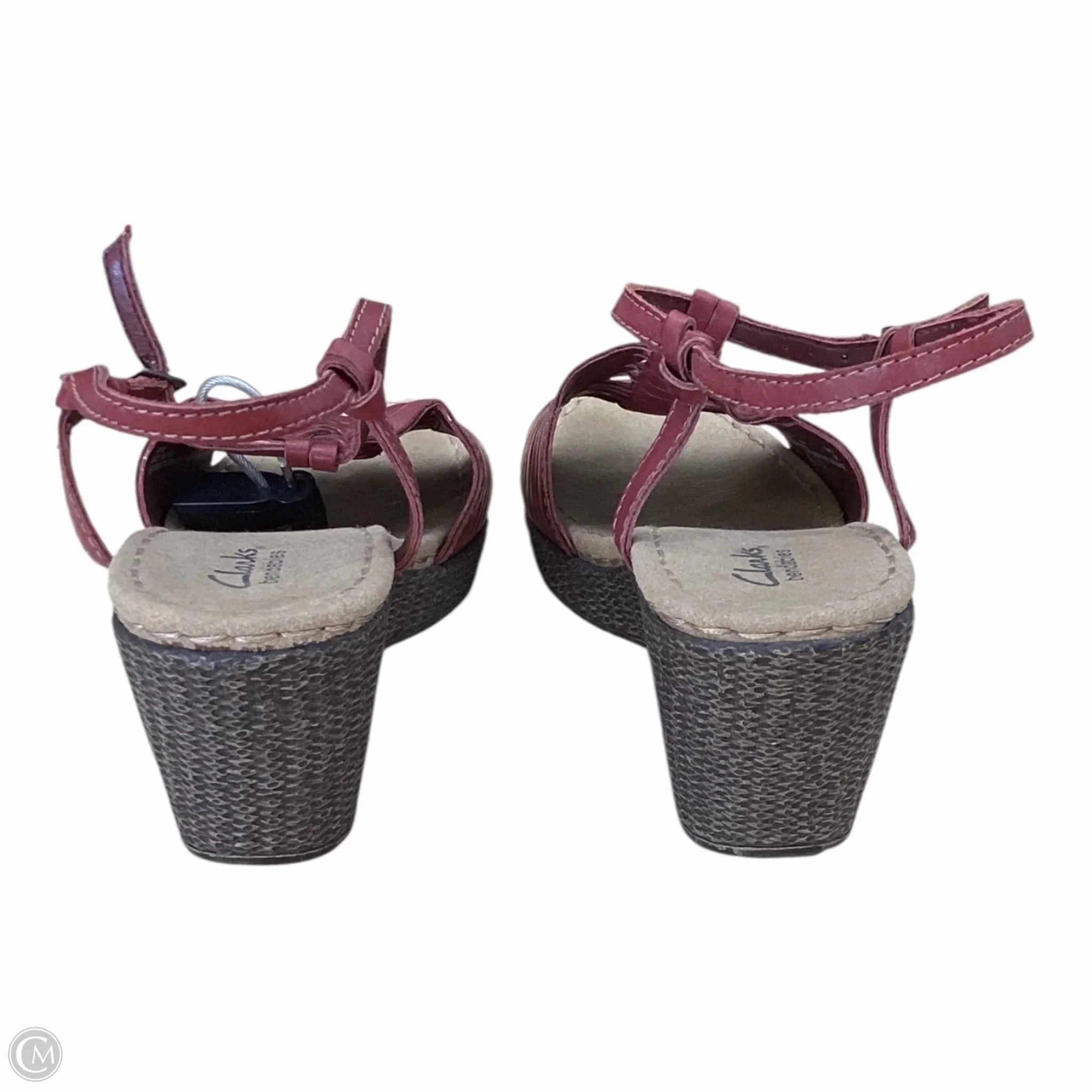 Sandals Heels Platform By Clarks In Red, Size: 9 Leather Footwear