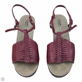 Sandals Heels Platform By Clarks In Red, Size: 9 Clarks leather shoes for daily wear