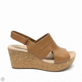 Sandals Heels Platform By Clarks In Tan, Size: 8 Clarks leather shoes for daily wear