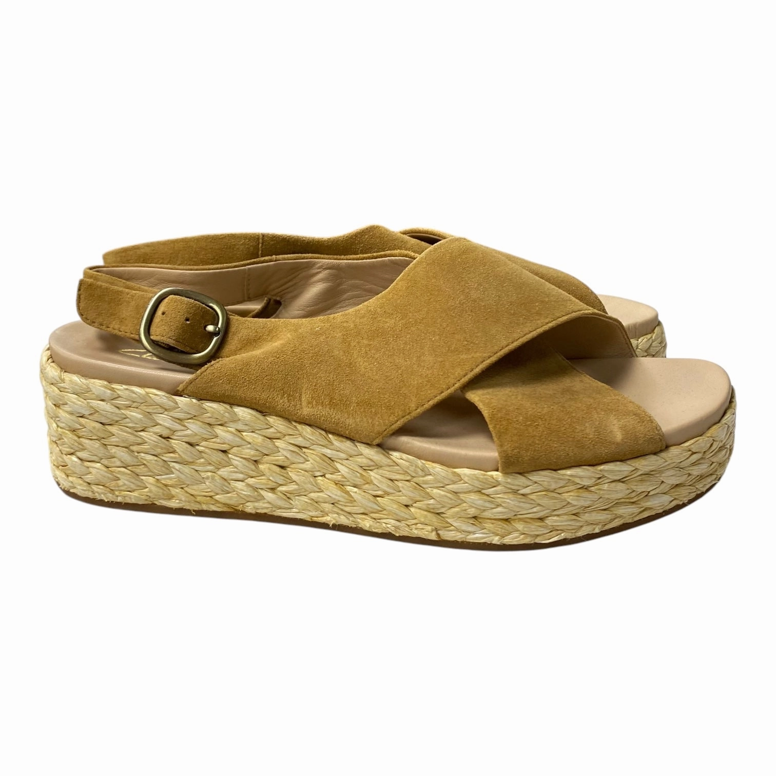 Sandals Heels Platform By Clarks In Tan, Size:9.5 Leather Footwear