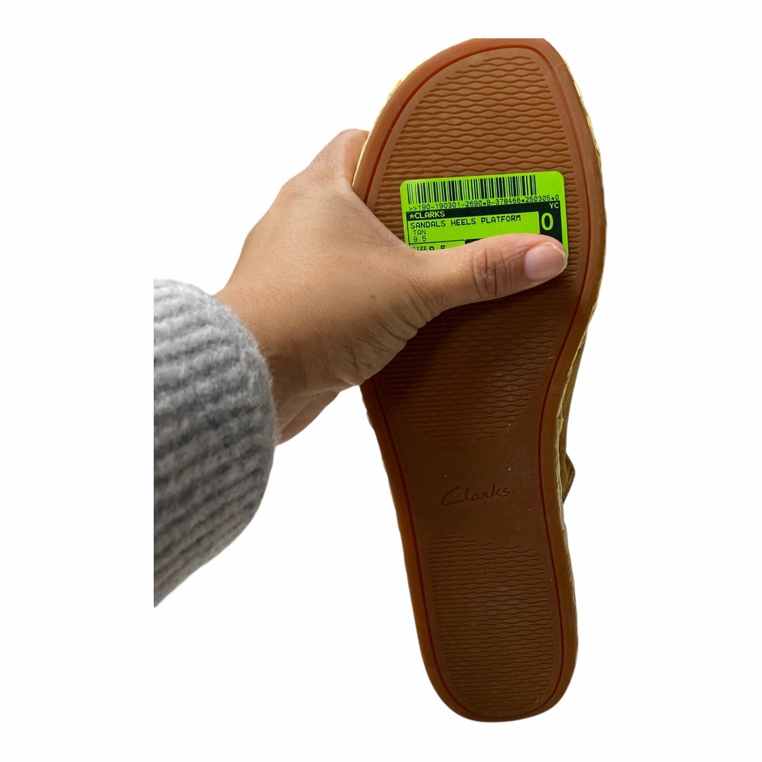 Sandals Heels Platform By Clarks In Tan, Size:9.5 Leather Footwear