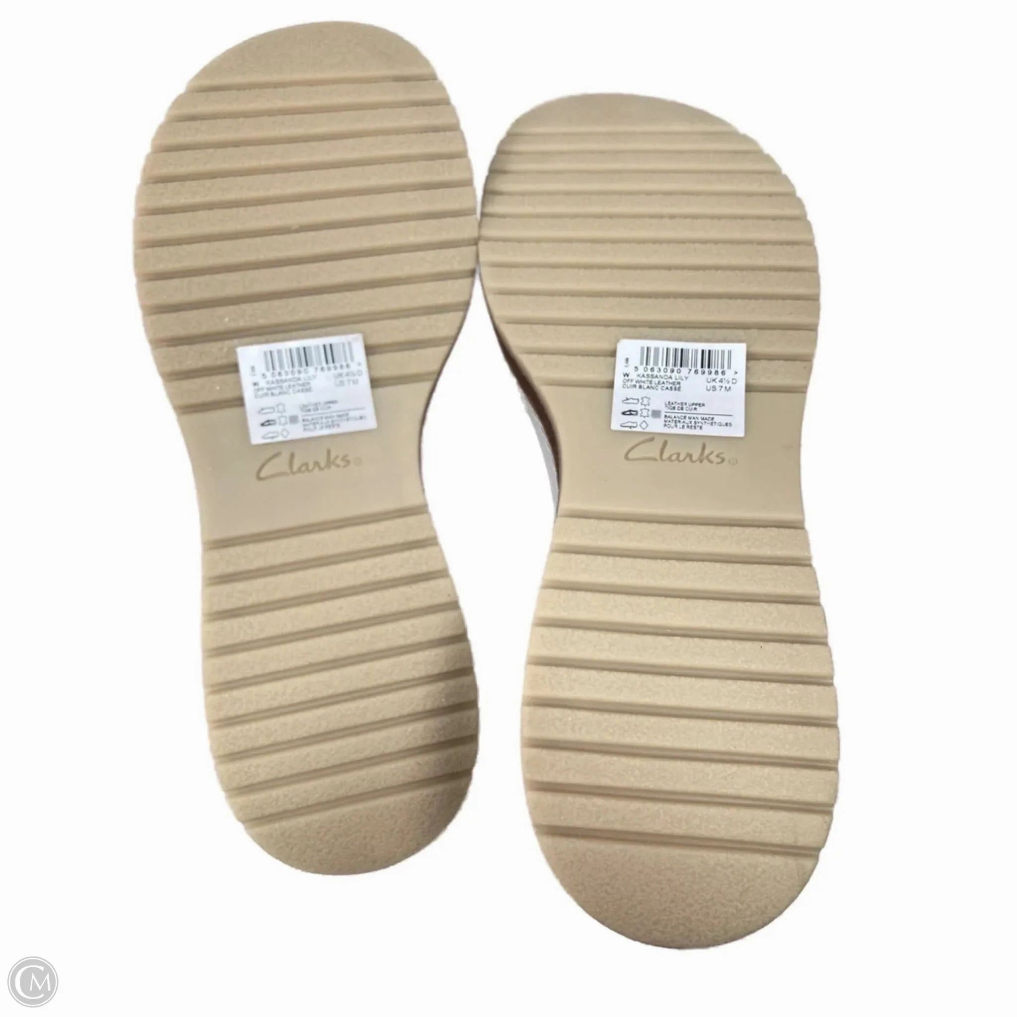 Sandals Heels Platform By Clarks In White, Size: 7 Leather Footwear
