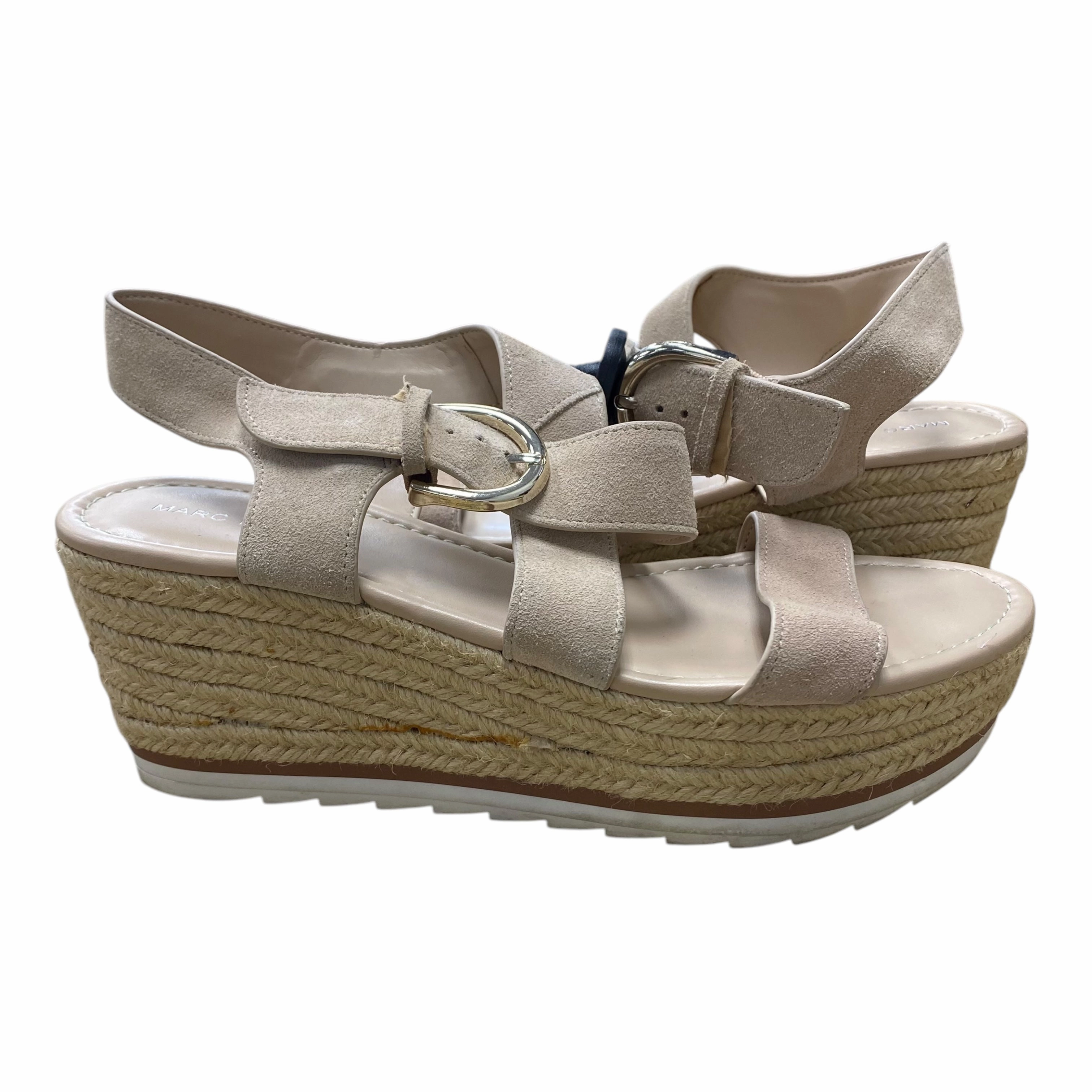 Sandals Heels Platform By Marc Fisher In Beige, Size:9.5 Fashion Heels