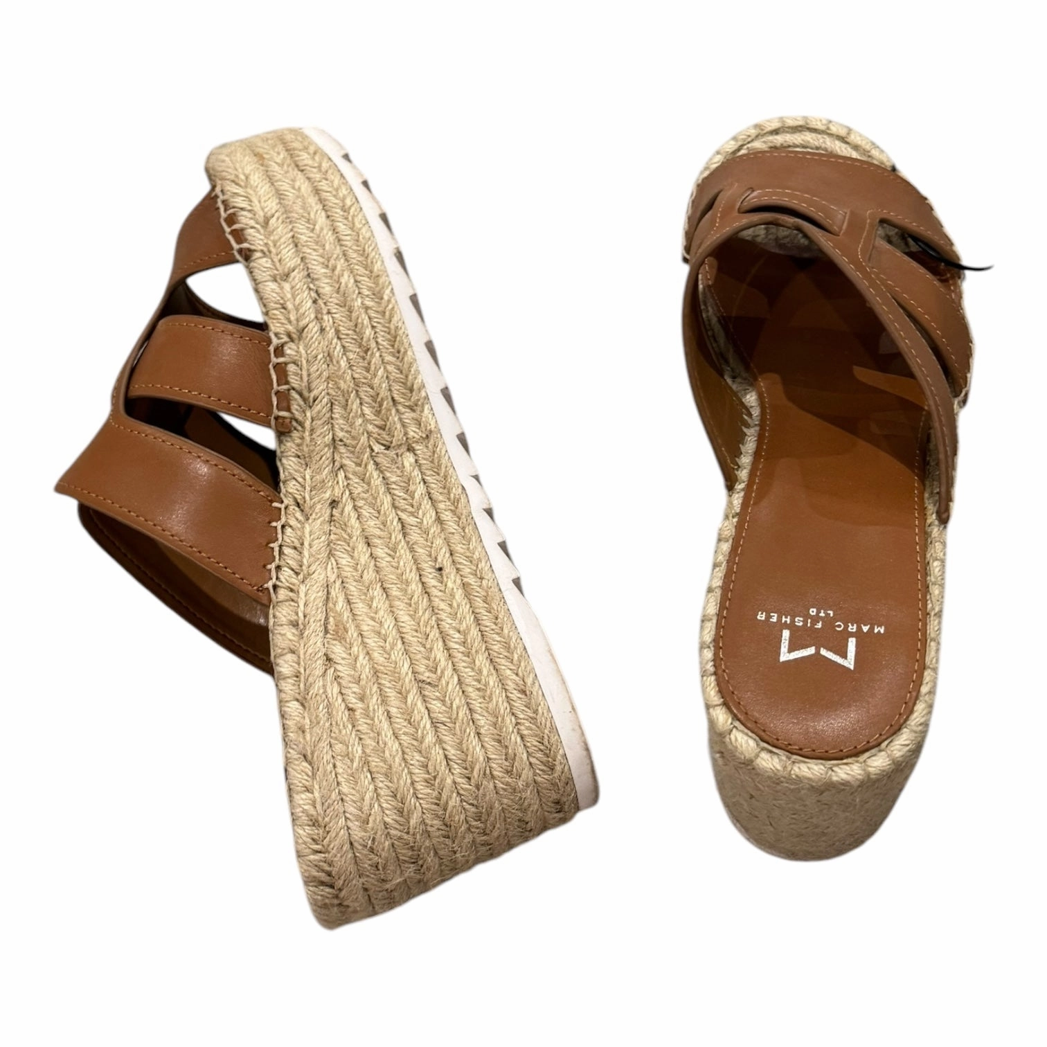Sandals Heels Platform By Marc Fisher In Brown, Size:8.5 Fashion Heels
