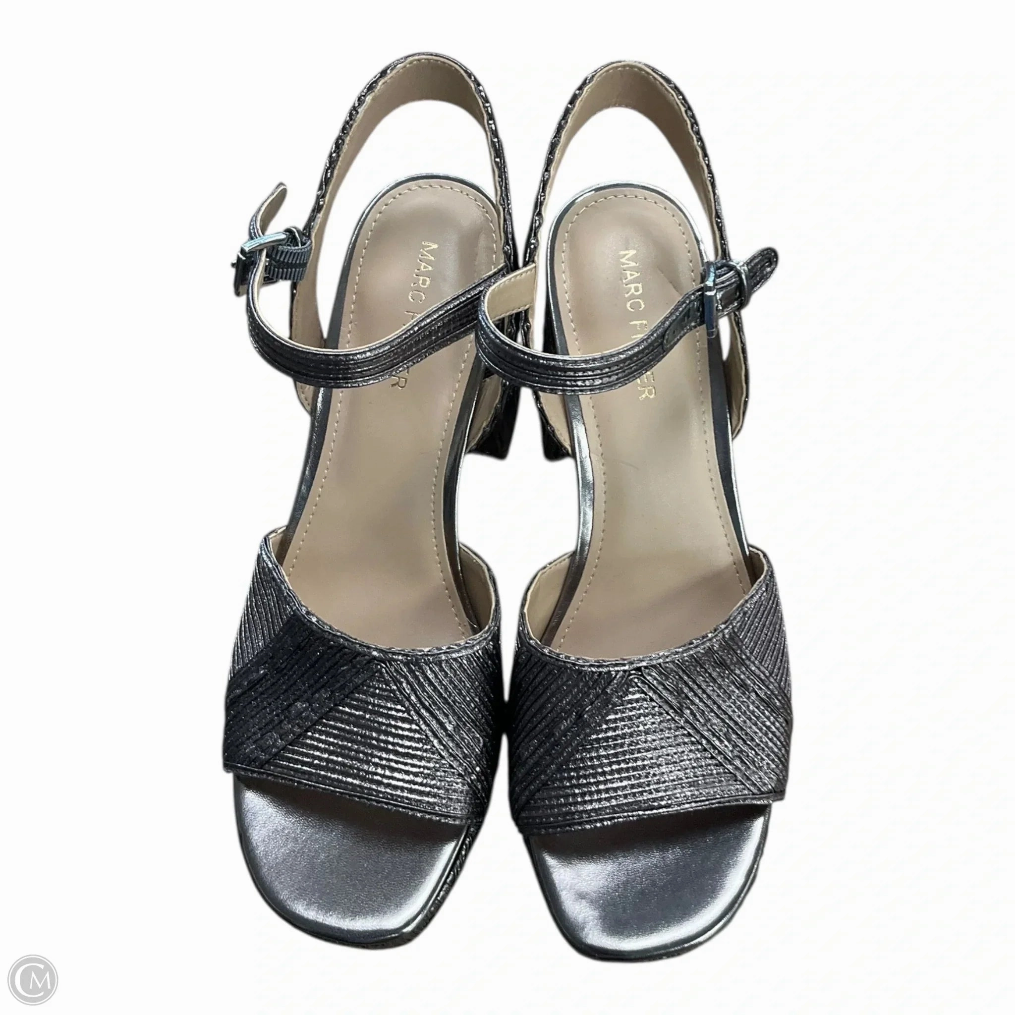 Sandals Heels Platform By Marc Fisher In Rose Gold, Size: 8 Marc Fisher fashion shoes with block heels