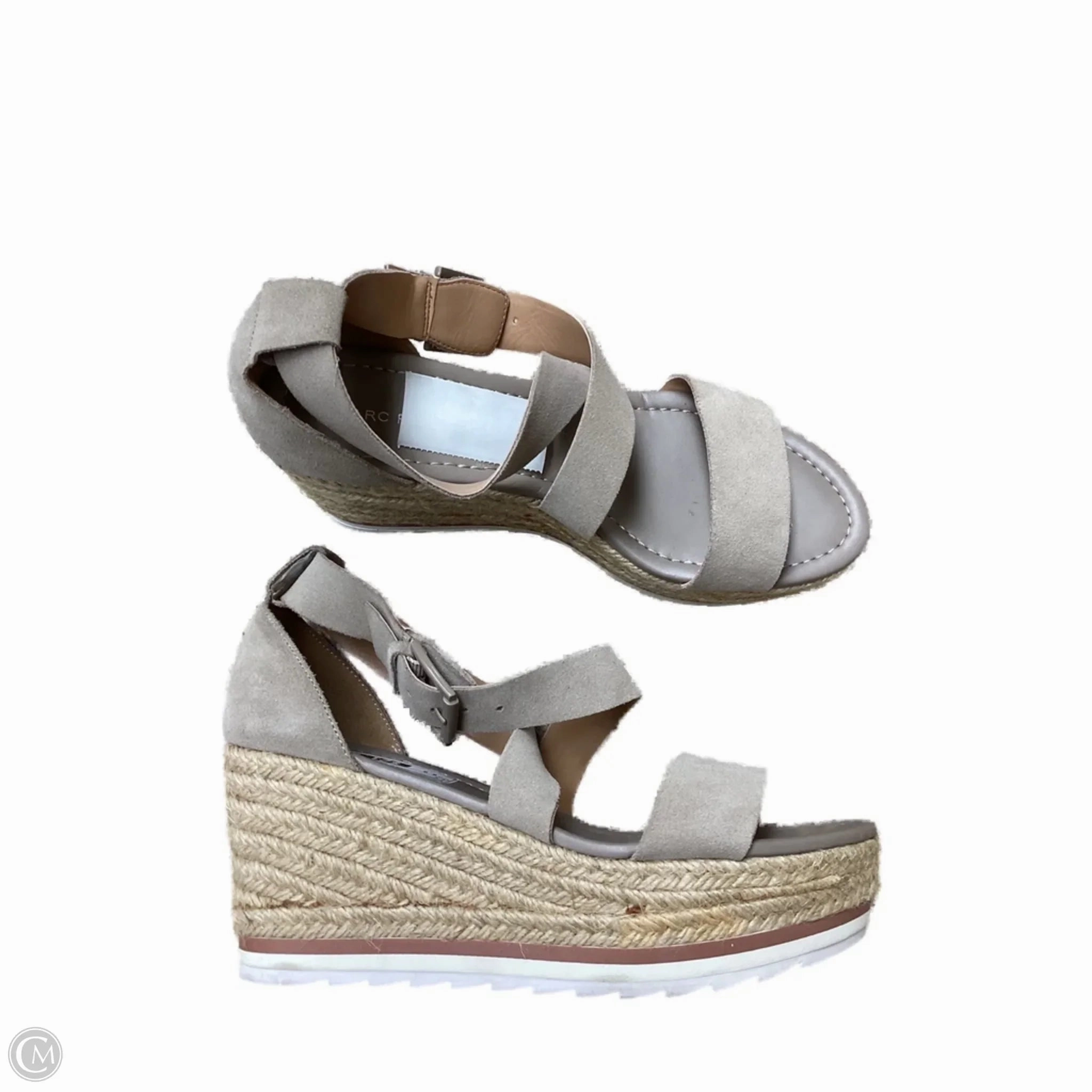 Sandals Heels Platform By Marc Fisher In Tan, Size: 8.5 Marc Fisher fashion shoes with block heels