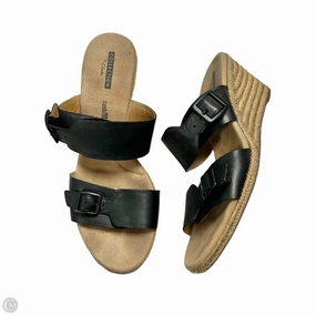 Sandals Heels Wedge By Clarks In Black & Tan, Size: 9.5 Clarks leather shoes for daily wear