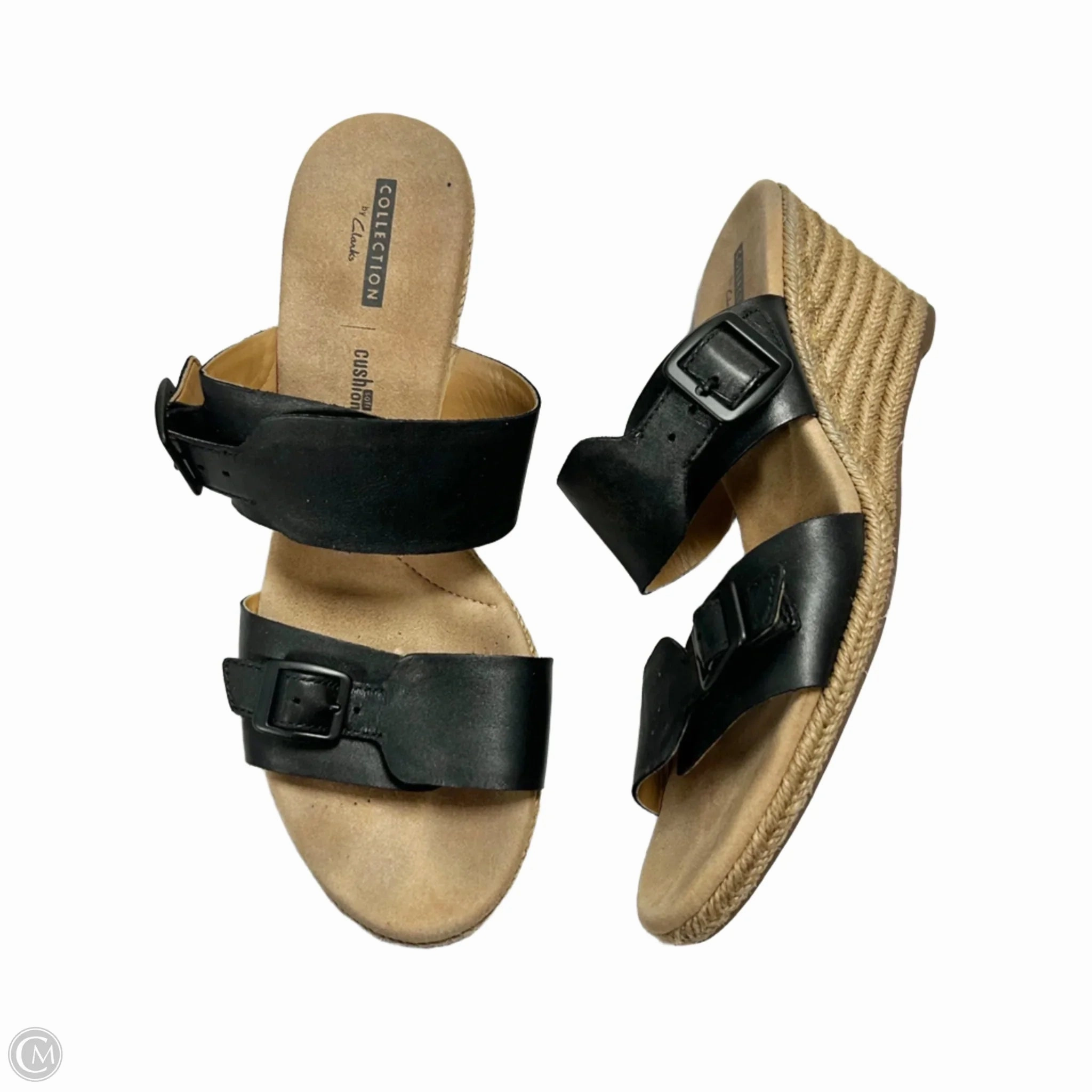 Sandals Heels Wedge By Clarks In Black & Tan, Size: 9.5 Clarks leather shoes for daily wear