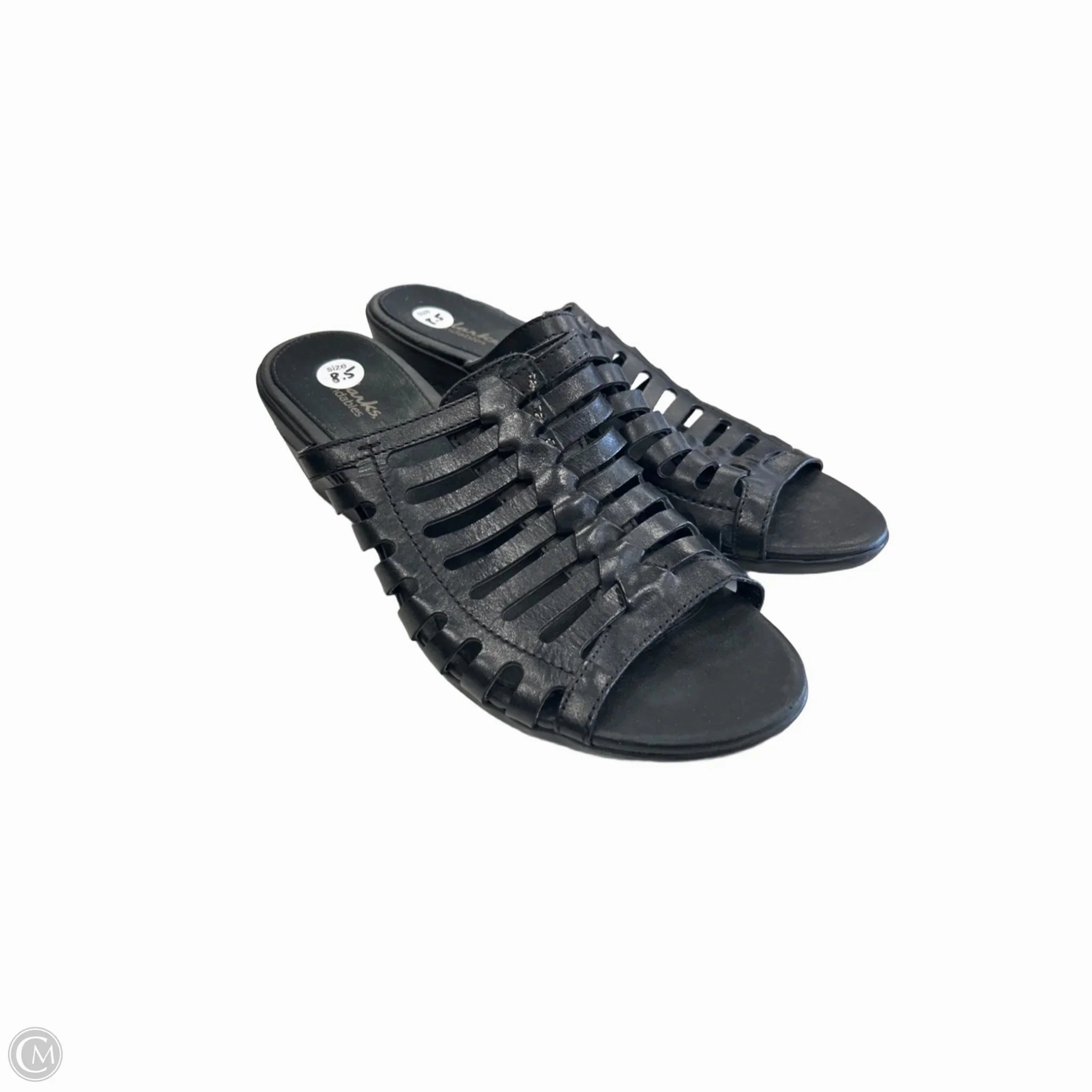 Sandals Heels Wedge By Clarks In Black, Size: 8.5 Clarks leather shoes for daily wear