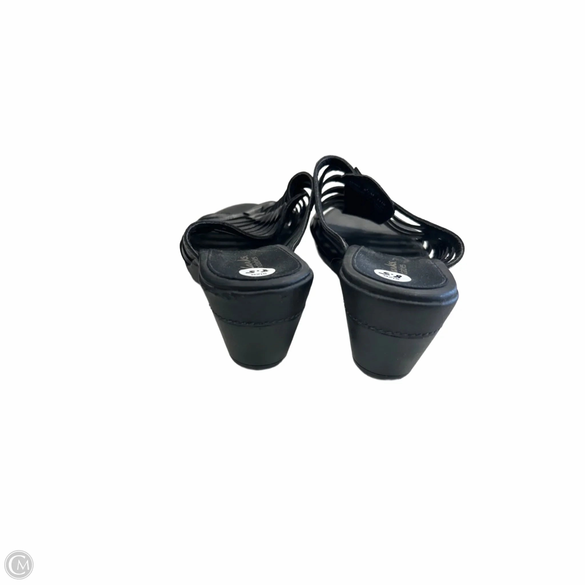 Sandals Heels Wedge By Clarks In Black, Size: 8.5 Leather Footwear