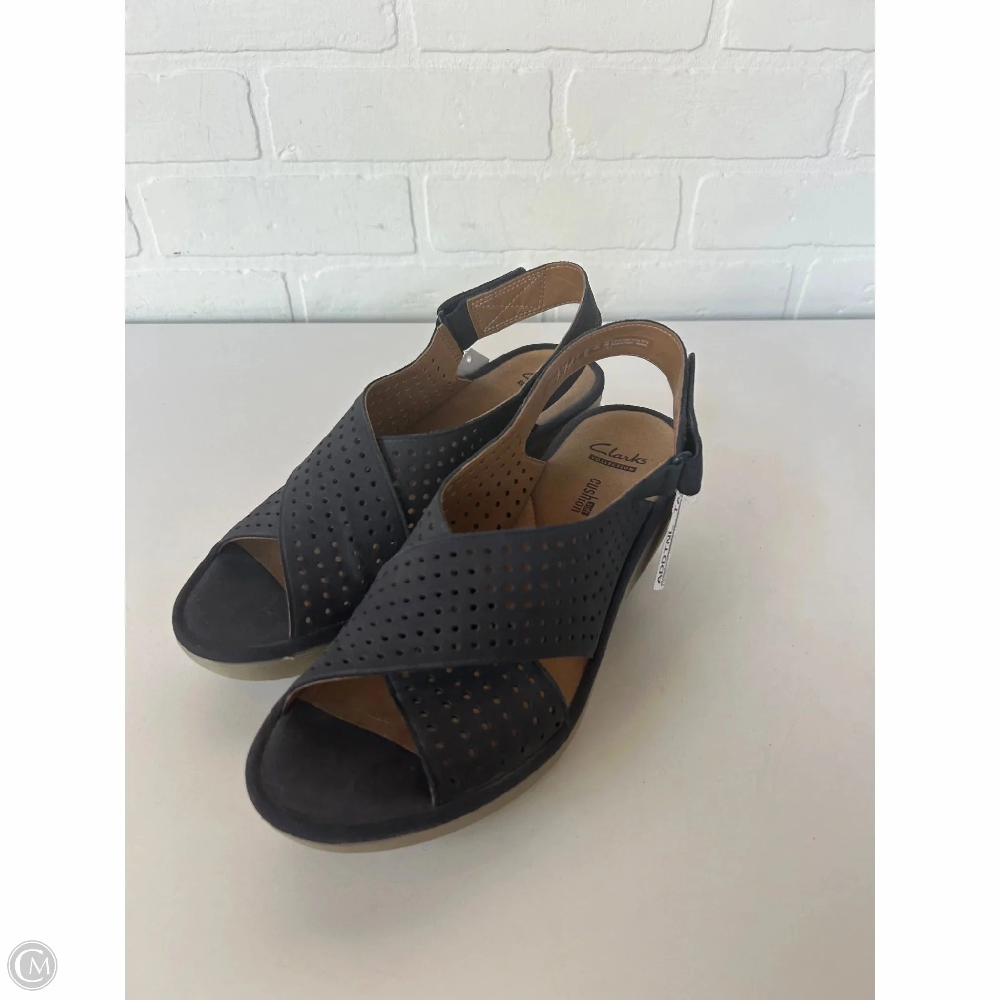 Sandals Heels Wedge By Clarks In Blue, Size: 8.5 Clarks leather shoes for daily wear
