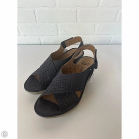 Sandals Heels Wedge By Clarks In Blue, Size: 8.5 Clarks leather shoes for daily wear