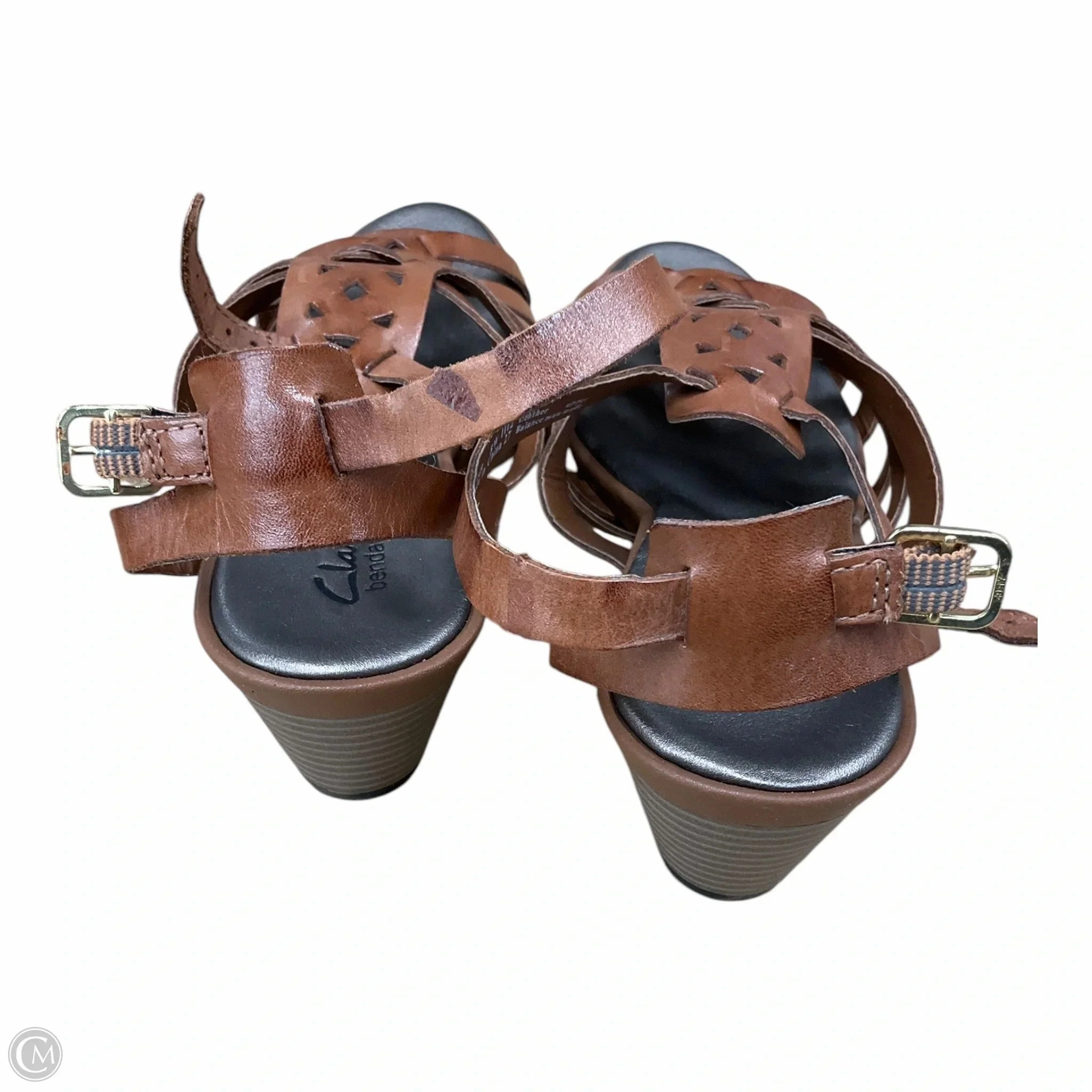 Sandals Heels Wedge By Clarks In Brown, Size: 10 Leather Footwear