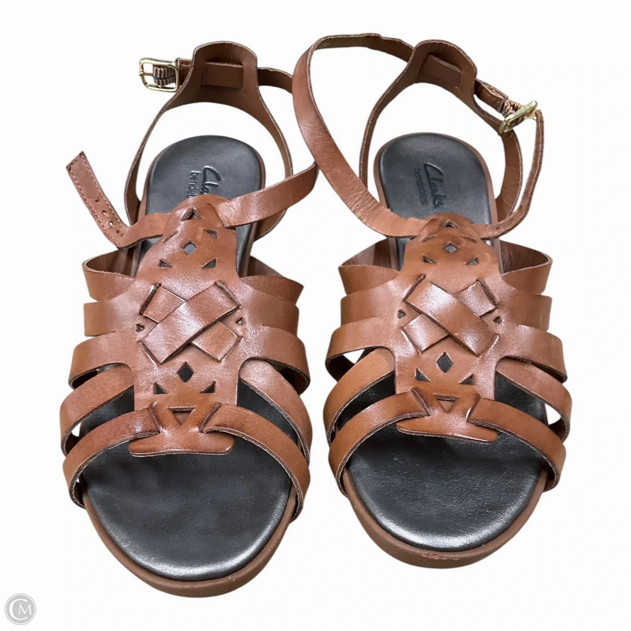 Sandals Heels Wedge By Clarks In Brown, Size: 10 Leather Footwear