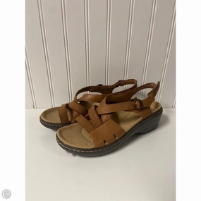 Sandals Heels Wedge By Clarks In Brown, Size: 7 Clarks leather shoes for daily wear