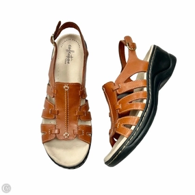 Sandals Heels Wedge By Clarks In Brown, Size: 9.5 Clarks leather shoes for daily wear