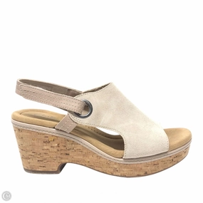 Sandals Heels Wedge By Clarks In Cream, Size: 10 Clarks leather shoes for daily wear