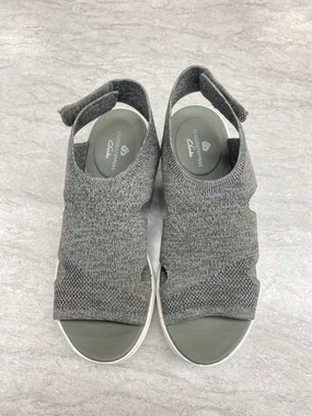 Sandals Heels Wedge By Clarks In Grey, Size: 7 Clarks leather shoes for daily wear