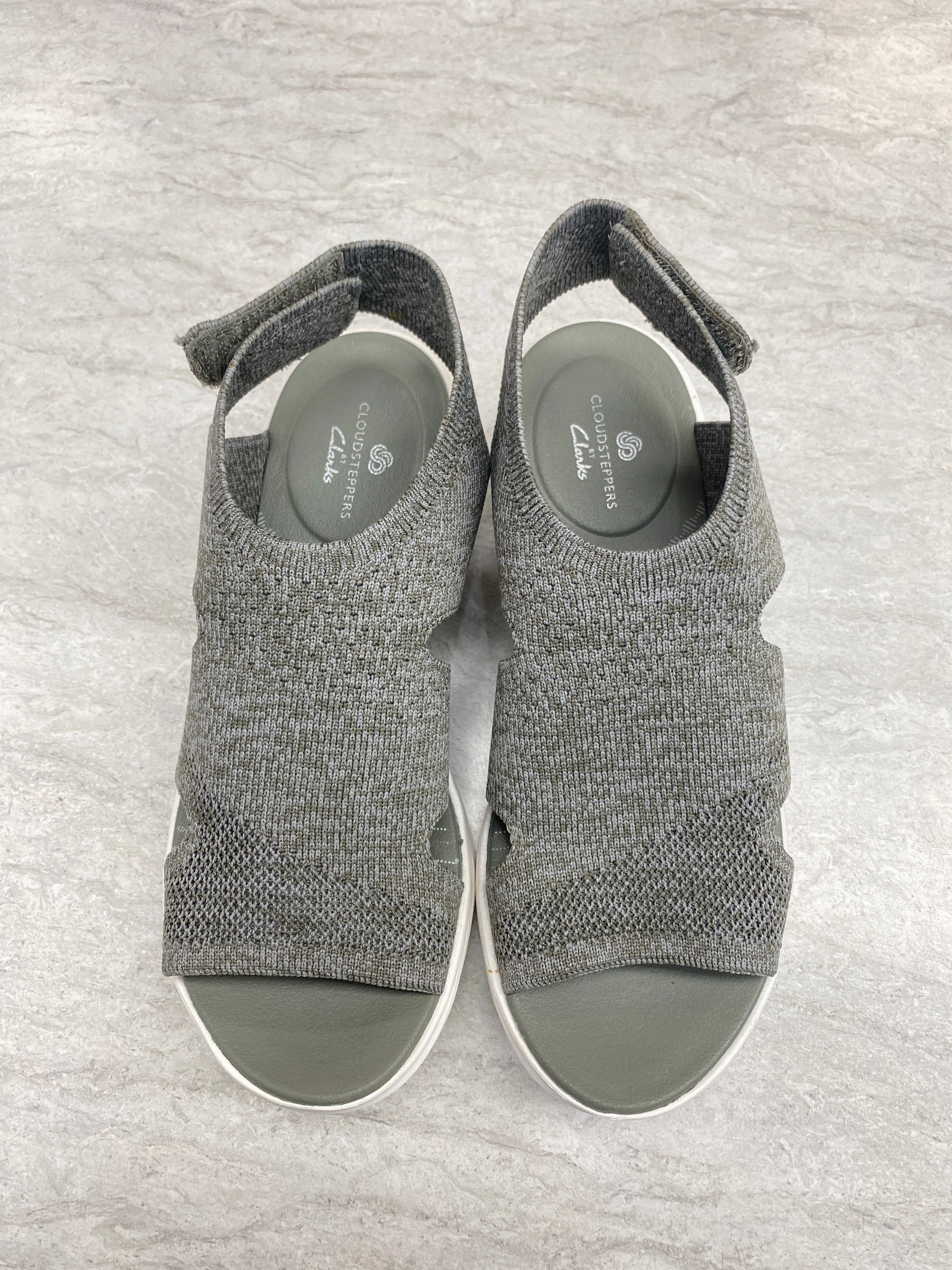 Sandals Heels Wedge By Clarks In Grey, Size: 7 Clarks leather shoes for daily wear